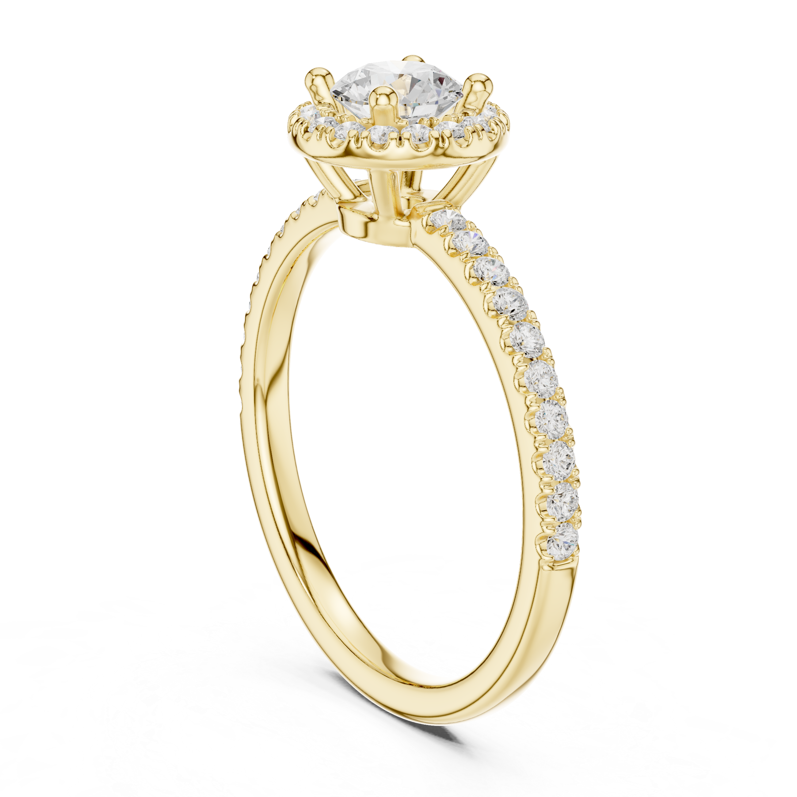 Classic Halo Diamond Engagement Ring – Round Cut Pavé Bridal Ring