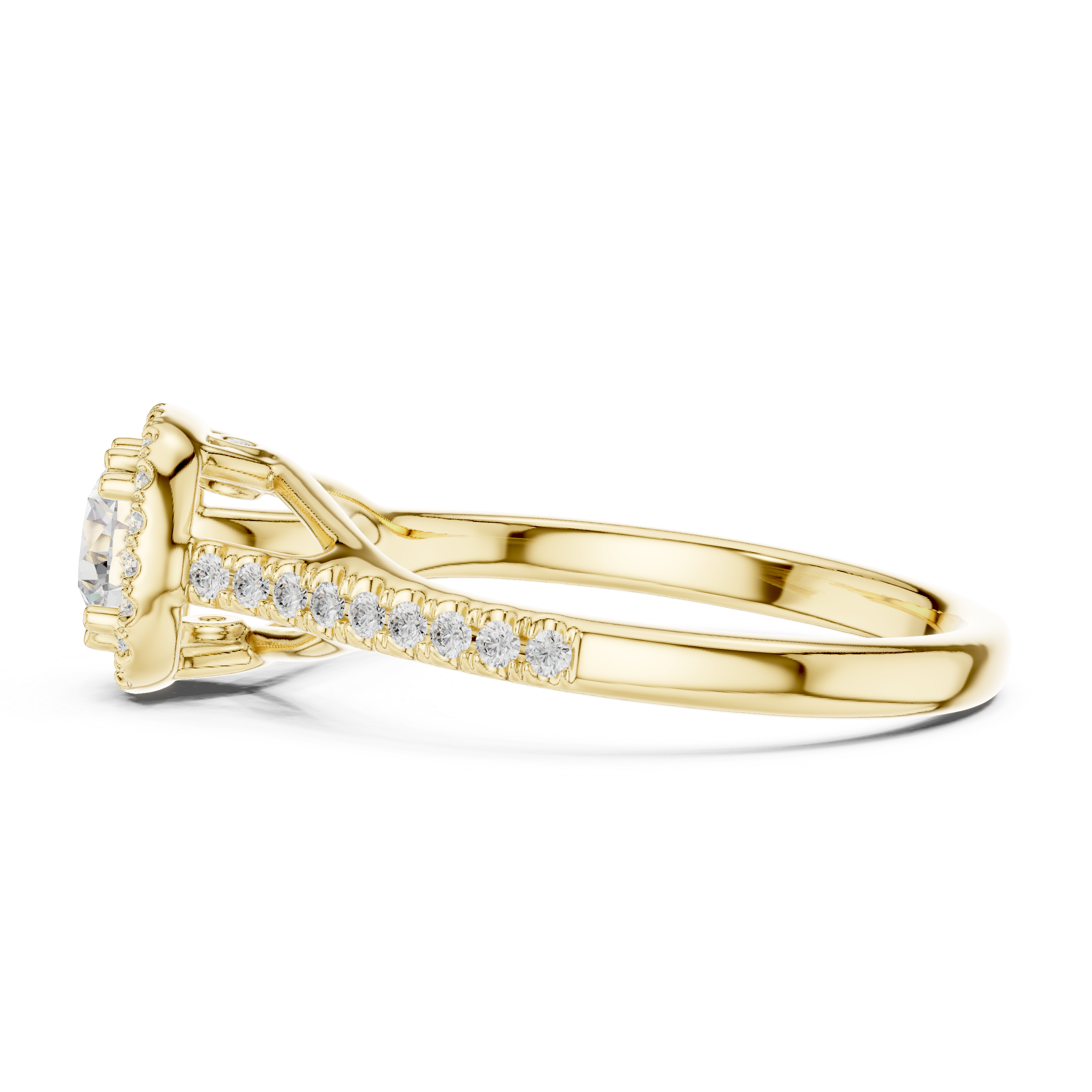 Oval Halo Diamond Engagement Ring – Split Cathedral Pavé Bridal Ring