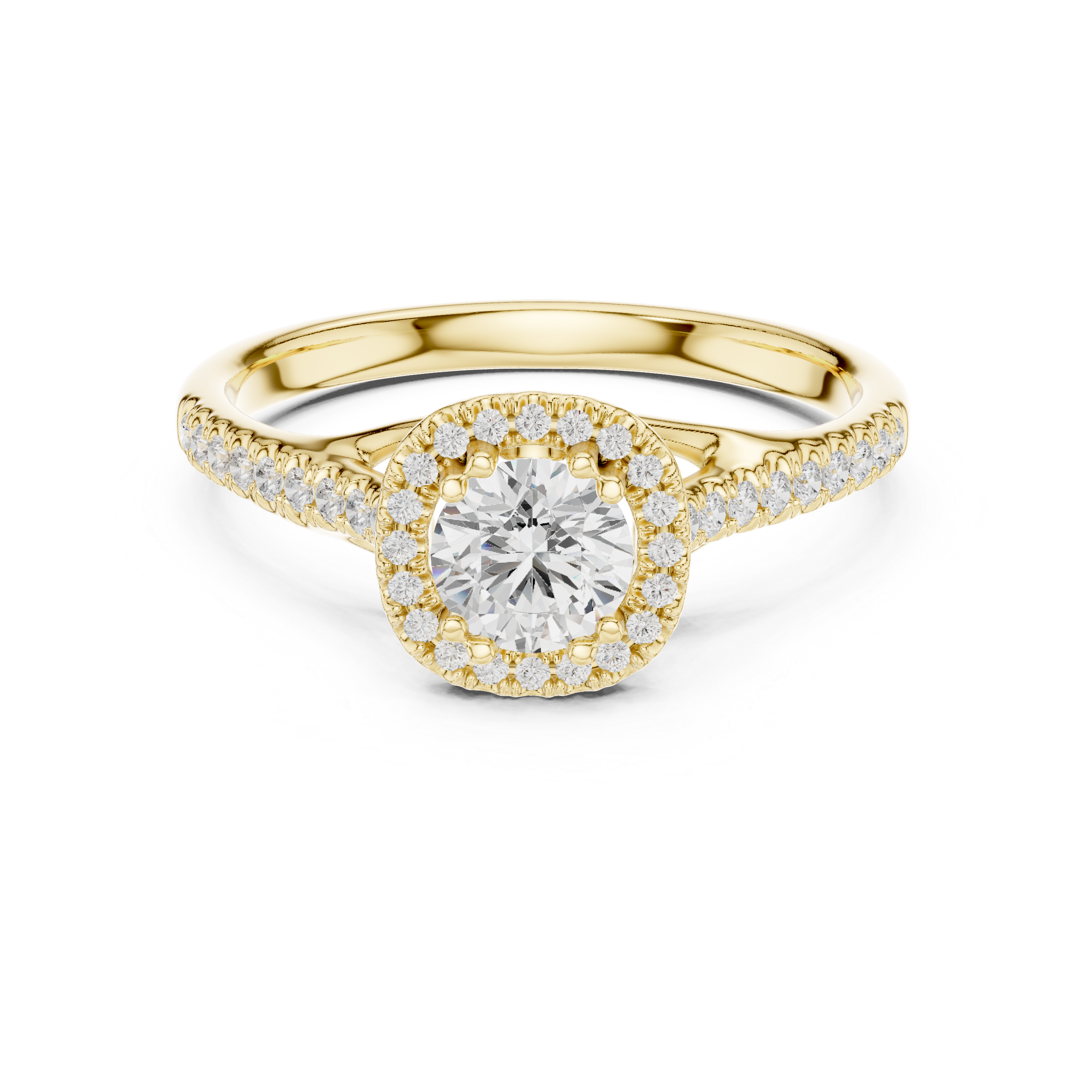 Oval Halo Diamond Engagement Ring – Split Cathedral Pavé Bridal Ring