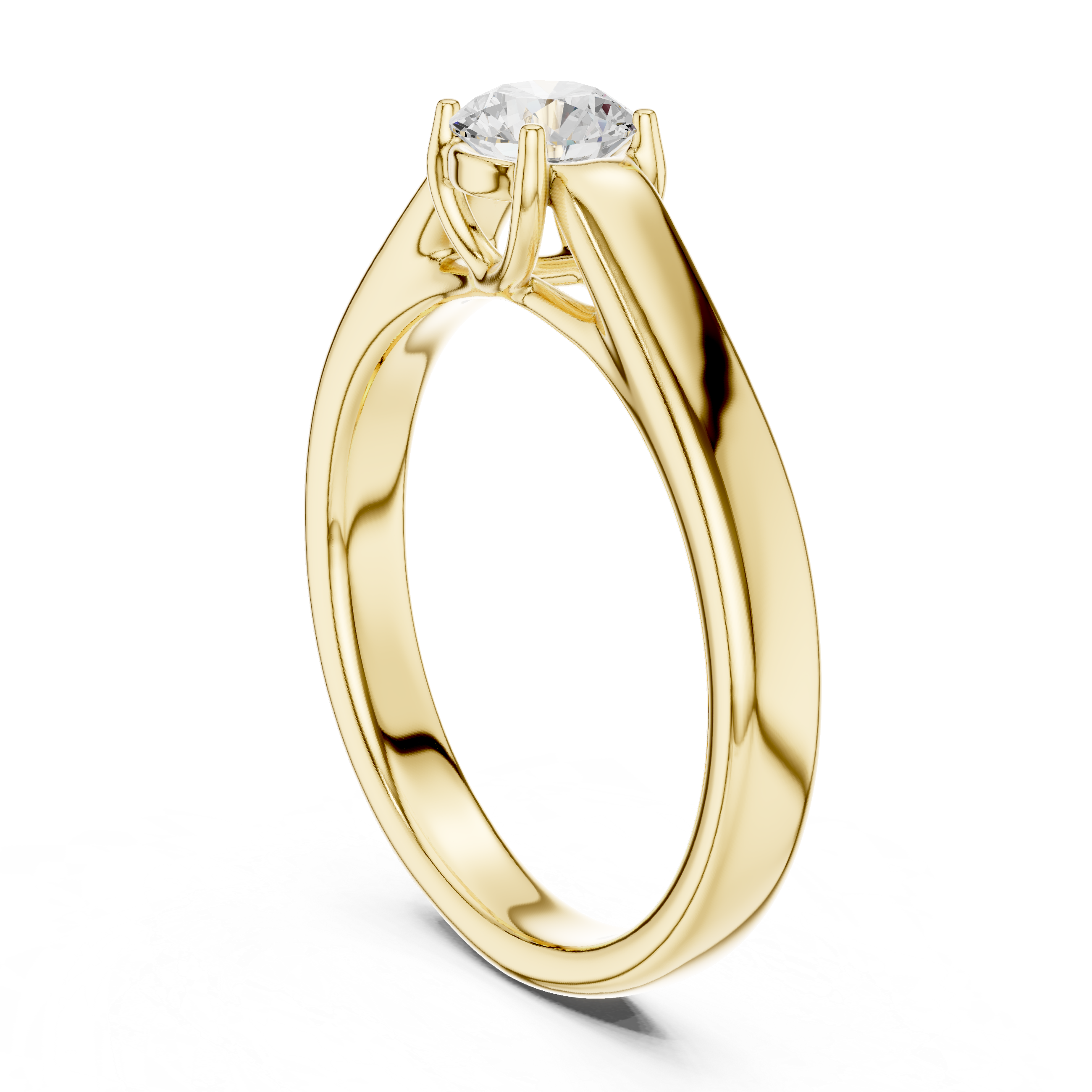 Classic Solitaire Engagement Ring – Minimalist Round Diamond Ring with Cathedral Setting