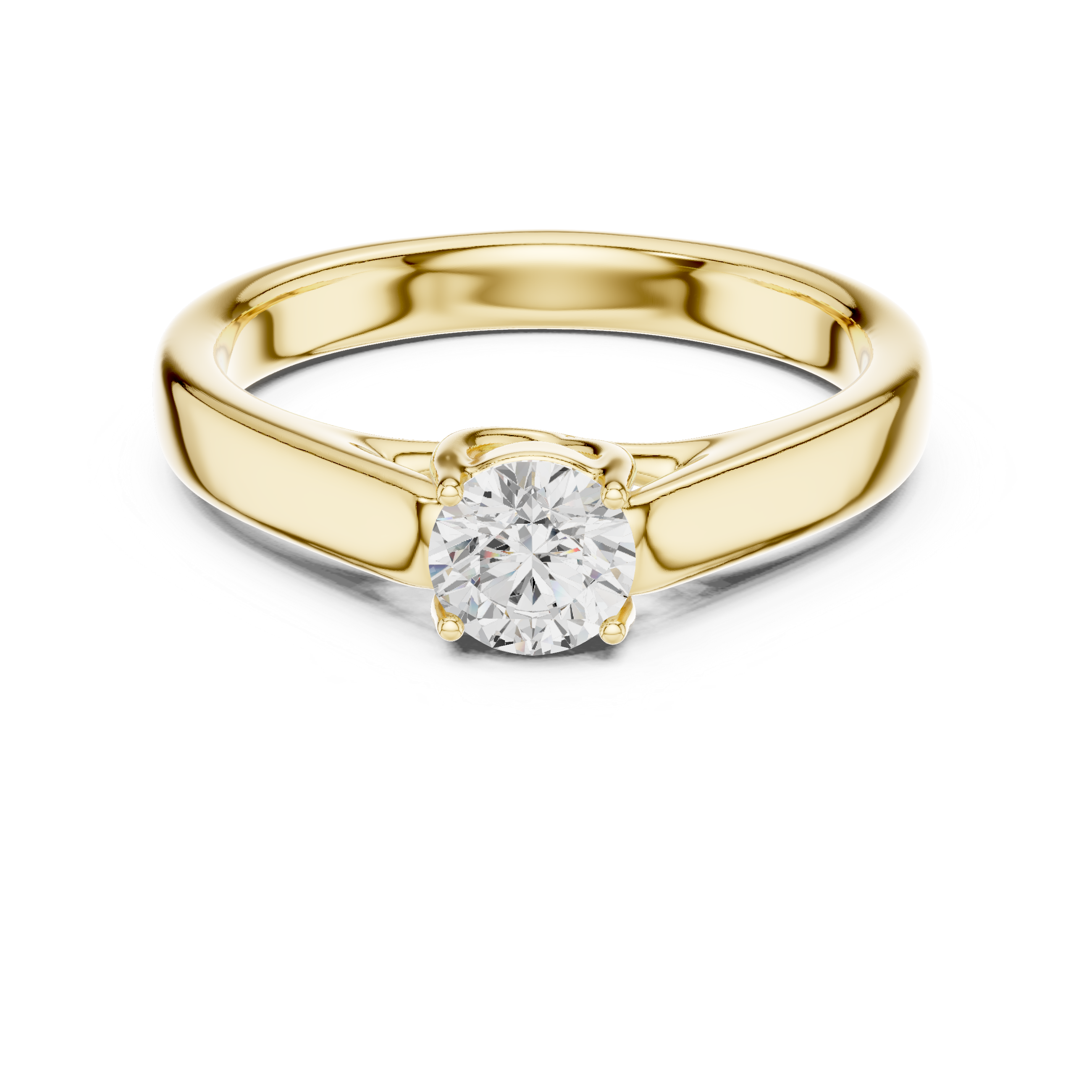 Classic Solitaire Engagement Ring – Minimalist Round Diamond Ring with Cathedral Setting