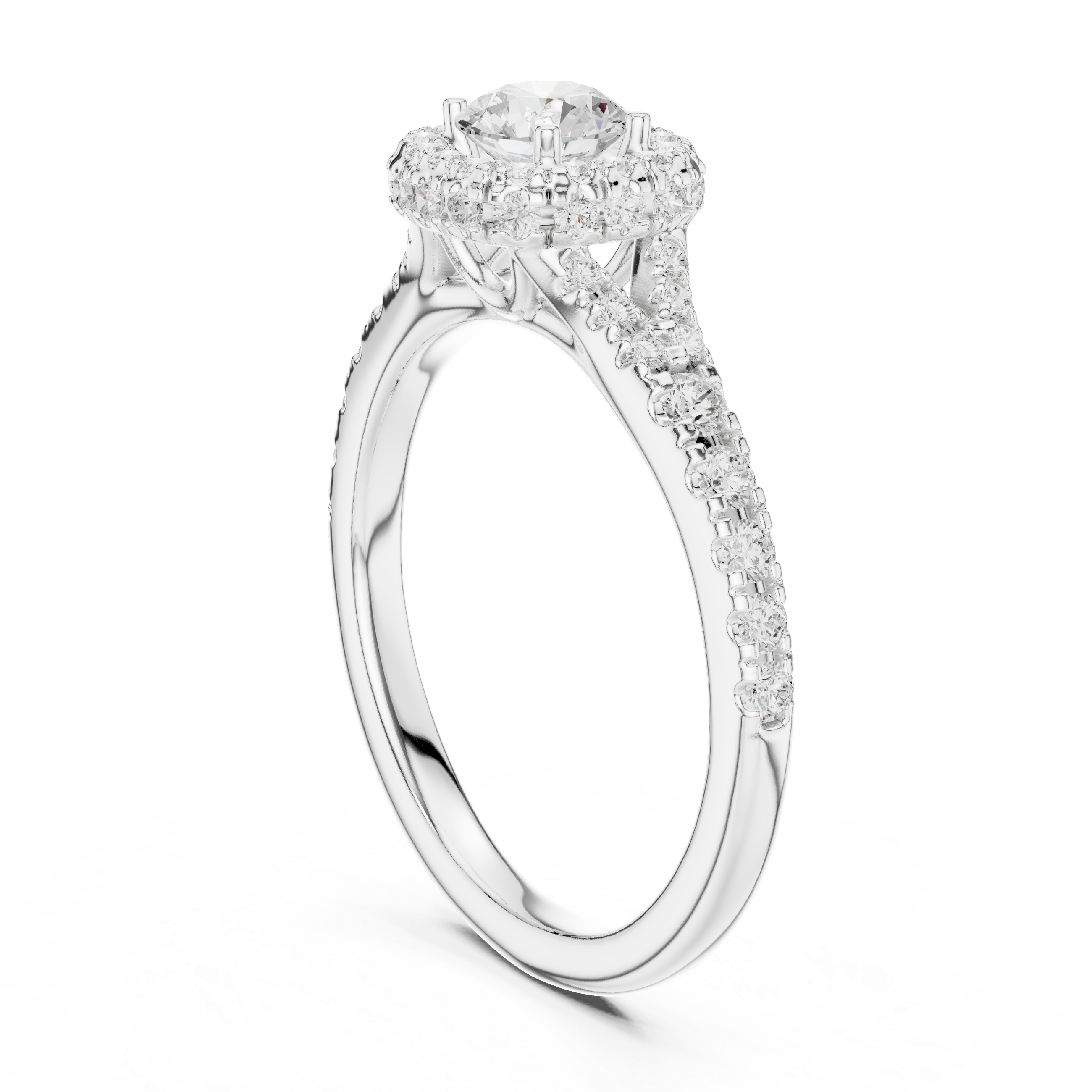 Round Halo Diamond Engagement Ring – Pavé Cushion-Inspired Bridal Ring