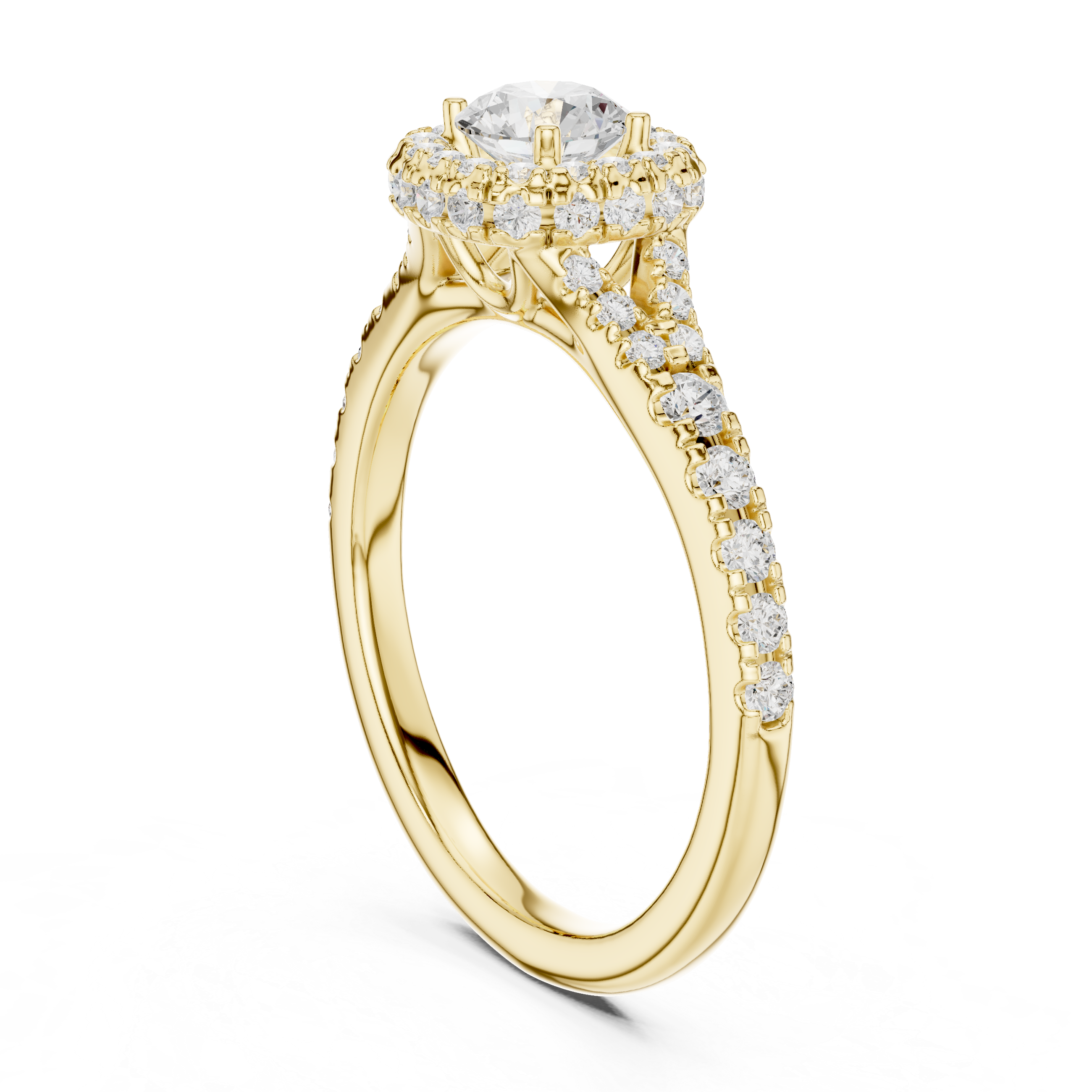 Round Halo Diamond Engagement Ring – Pavé Cushion-Inspired Bridal Ring
