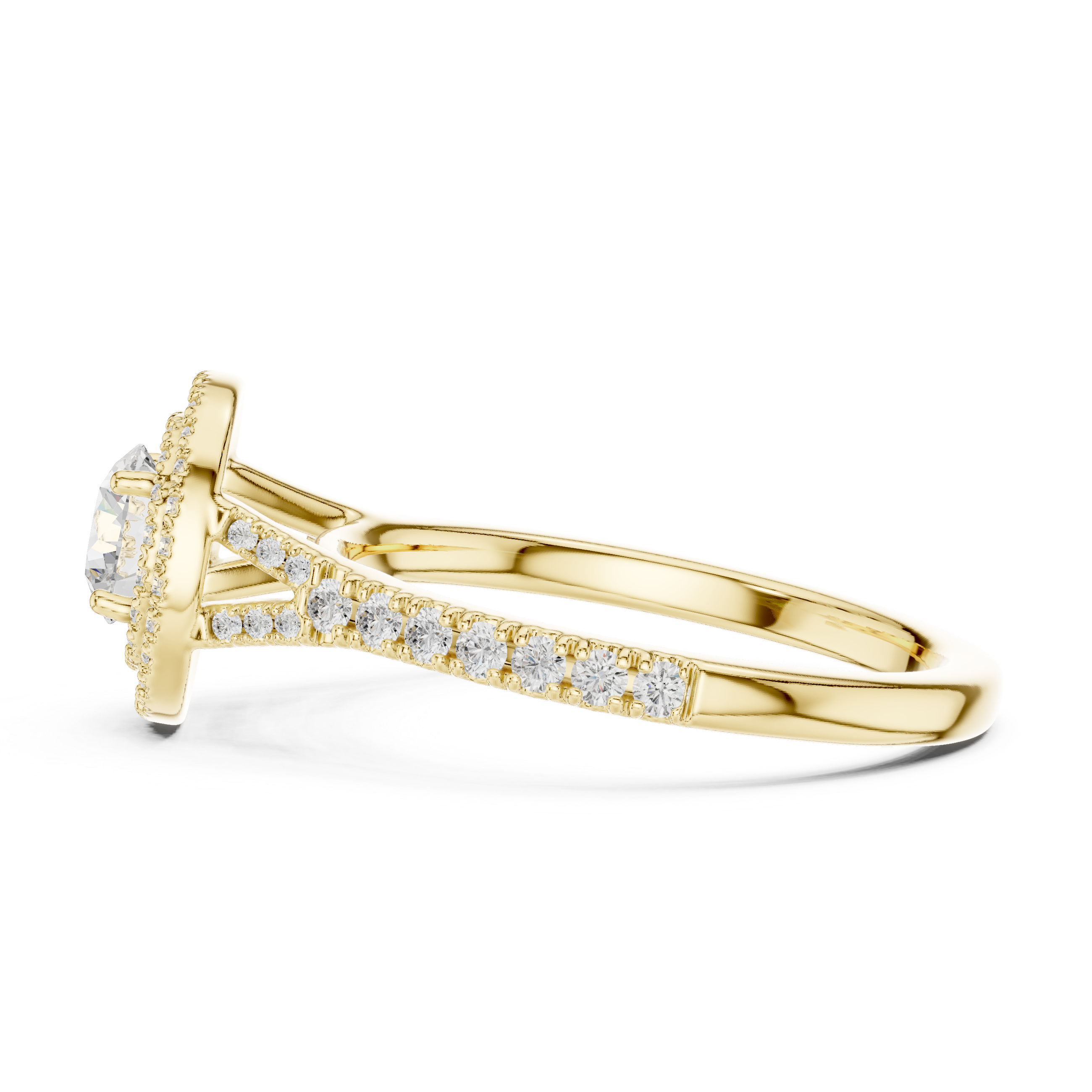 Double Halo Round Engagement Ring – Vintage Inspired Diamond Bridal Ring