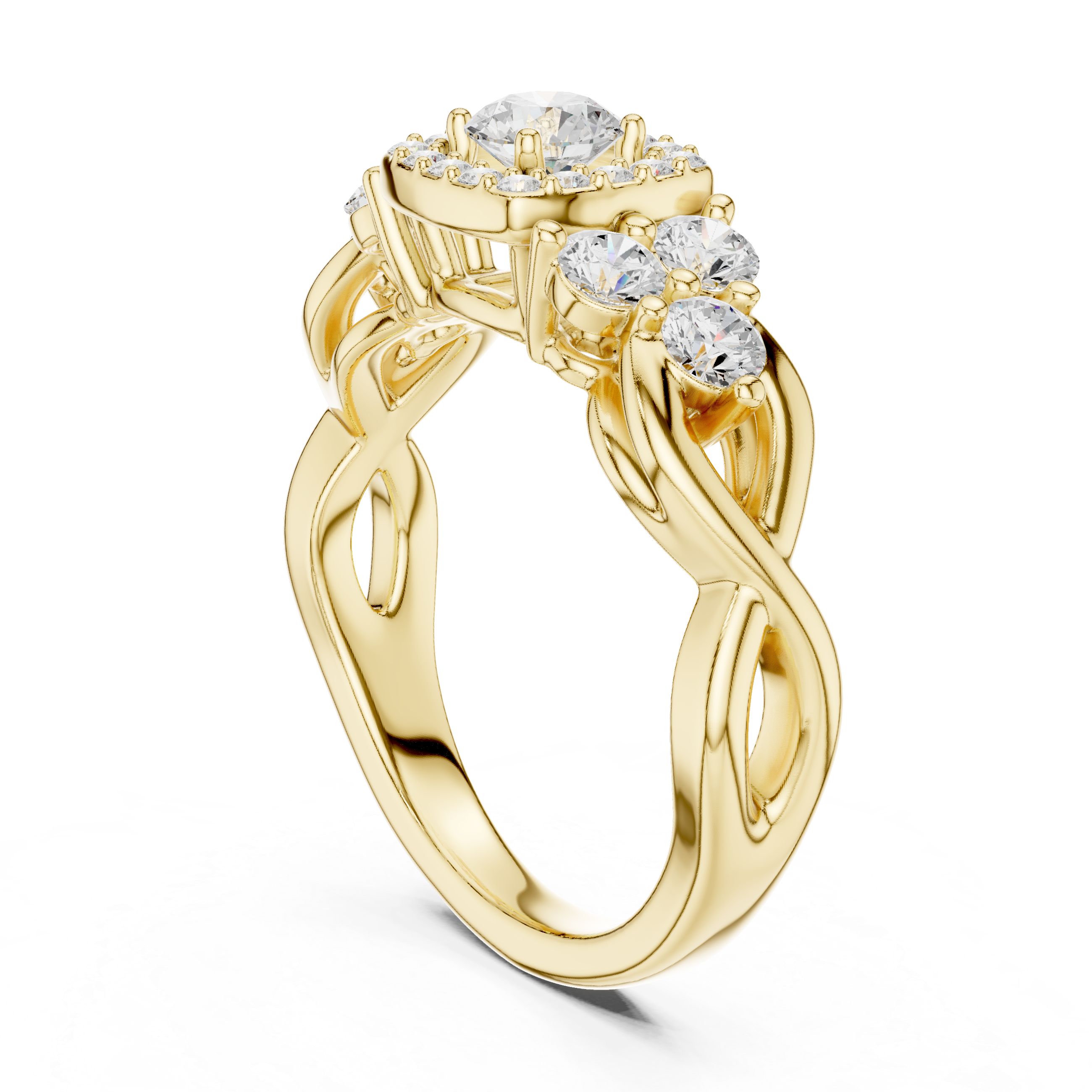 Vintage Cluster Halo Engagement Ring – Round Diamond Multi Stone Bridal Ring