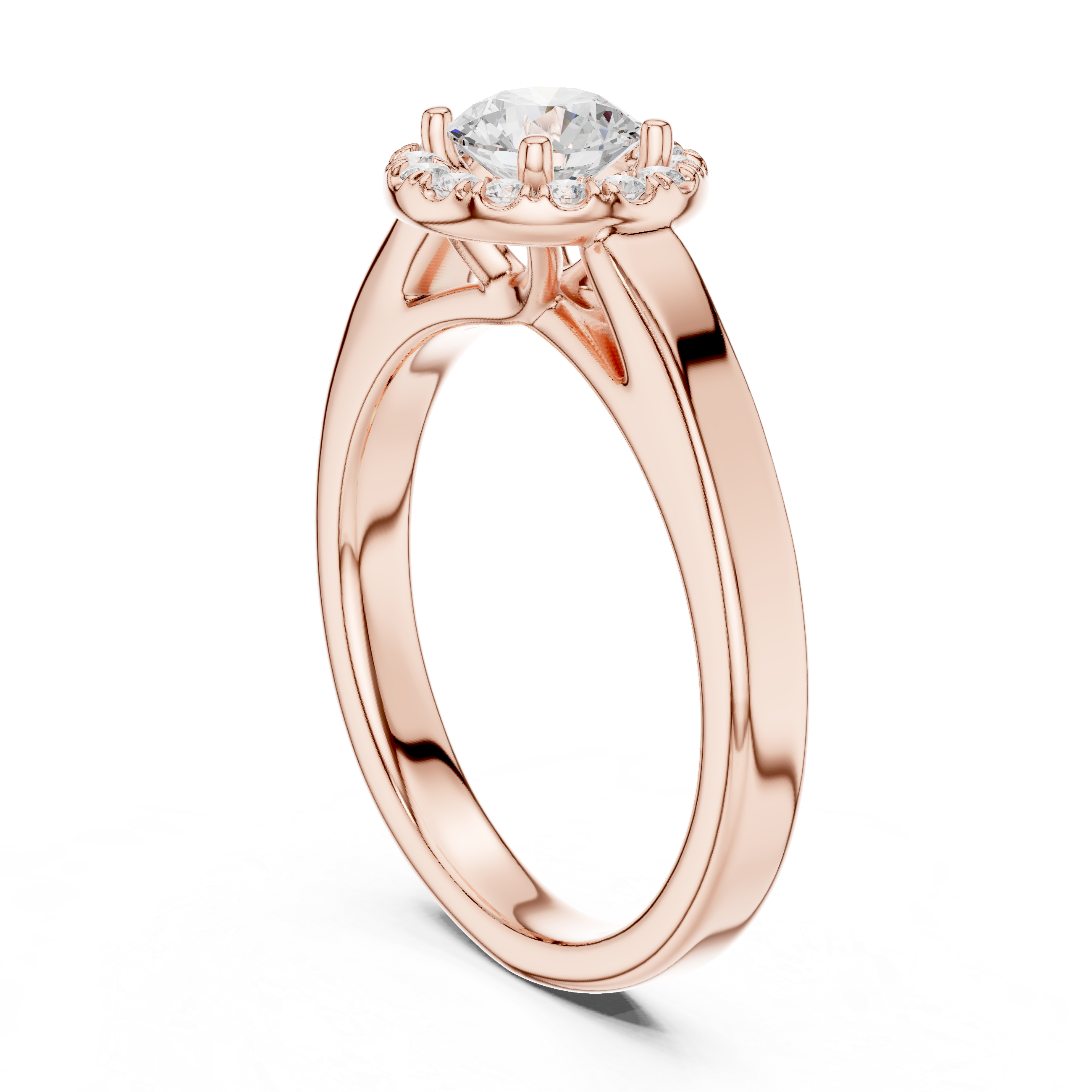 Classic Round Halo Engagement Ring – Minimal Diamond Bridal Ring