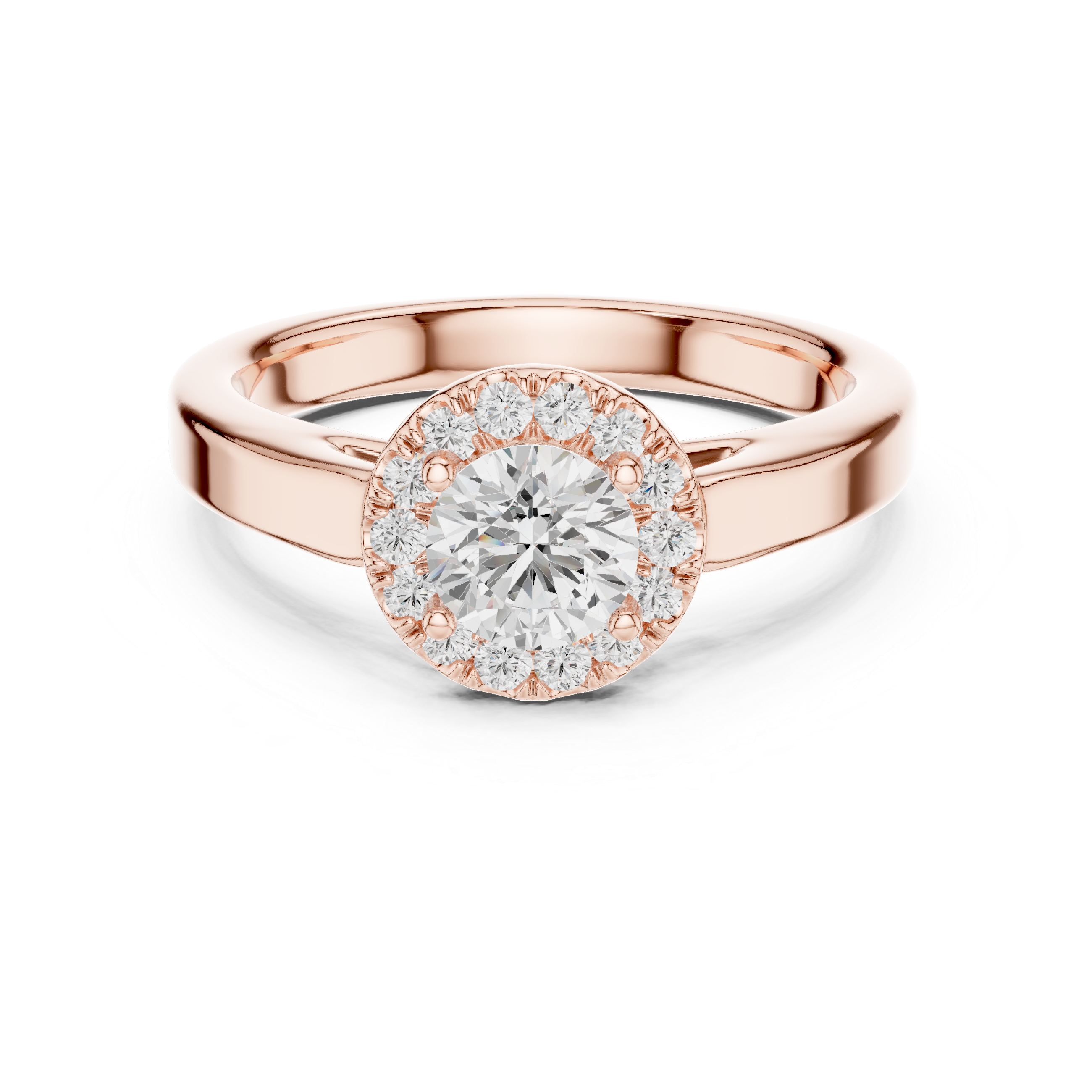 Classic Round Halo Engagement Ring – Minimal Diamond Bridal Ring