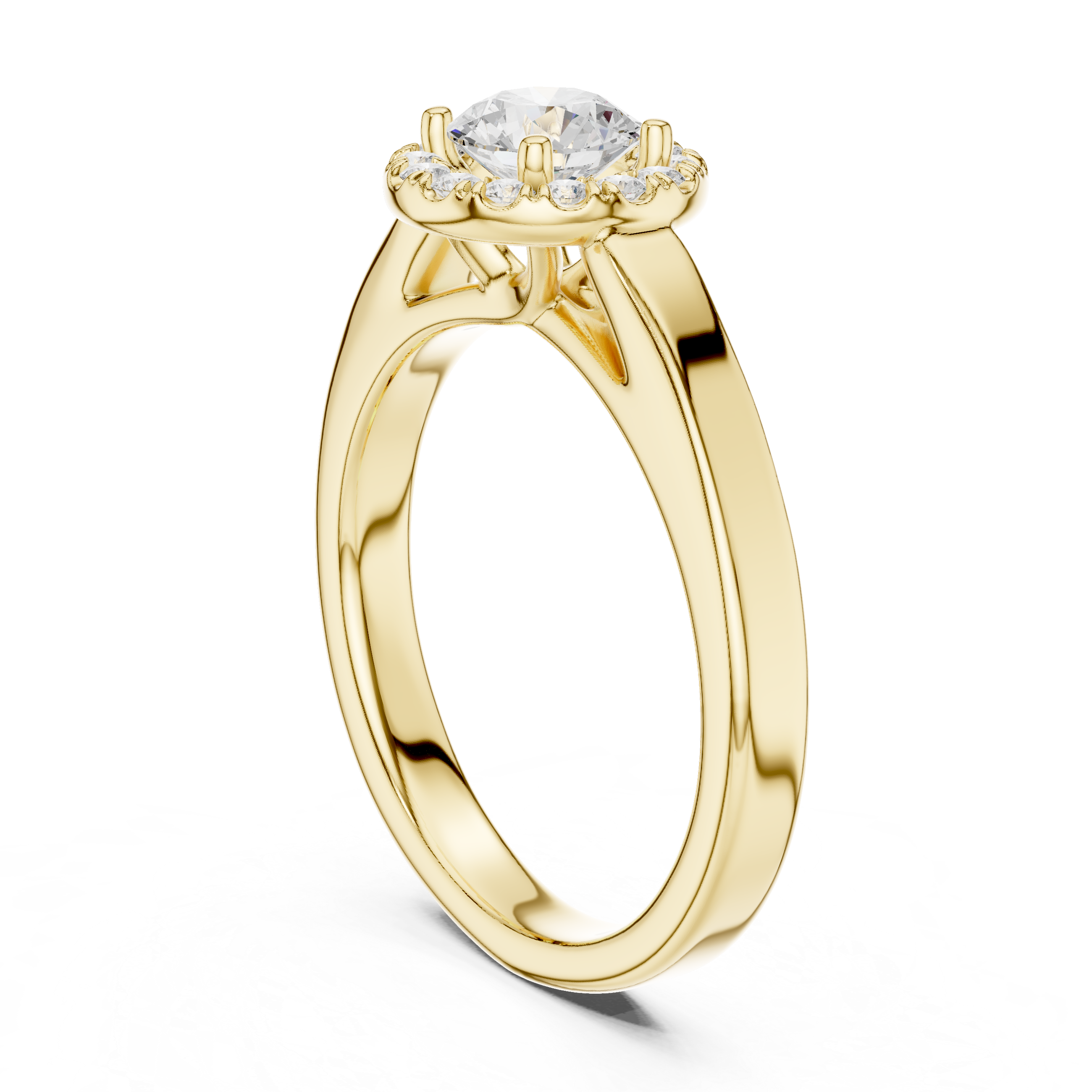Classic Round Halo Engagement Ring – Minimal Diamond Bridal Ring