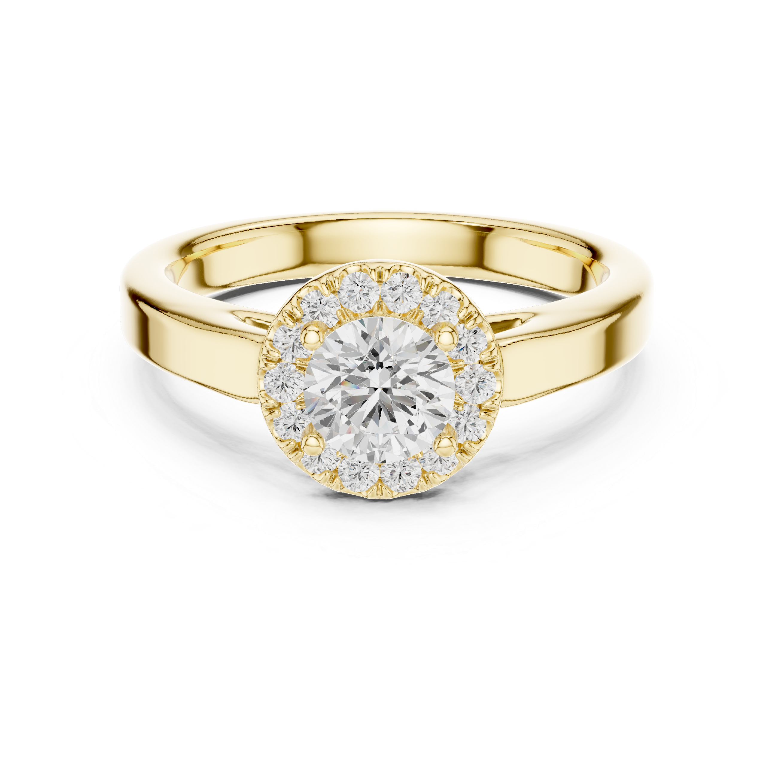 Classic Round Halo Engagement Ring – Minimal Diamond Bridal Ring