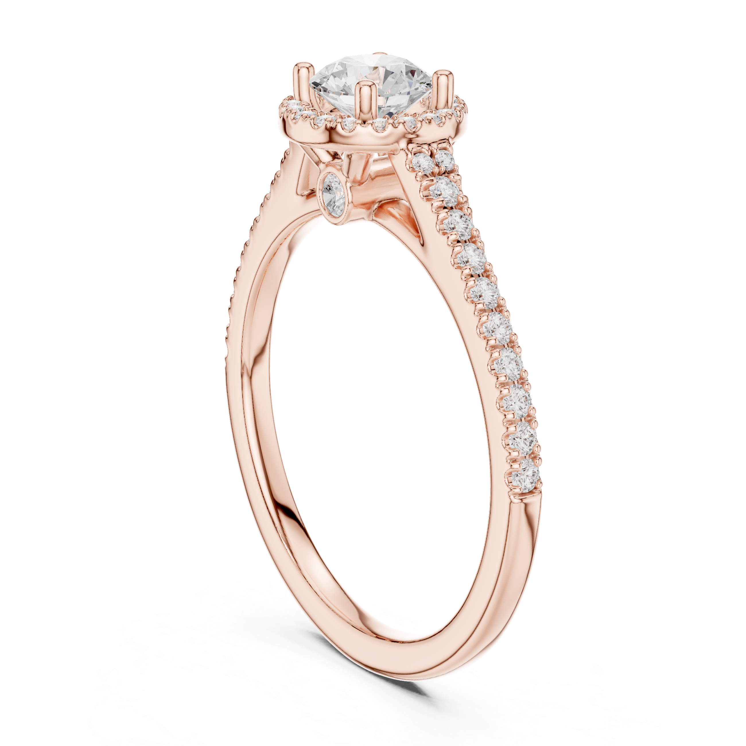 Minimal Round Halo Engagement Ring – Slim Pavé Diamond Bridal Ring