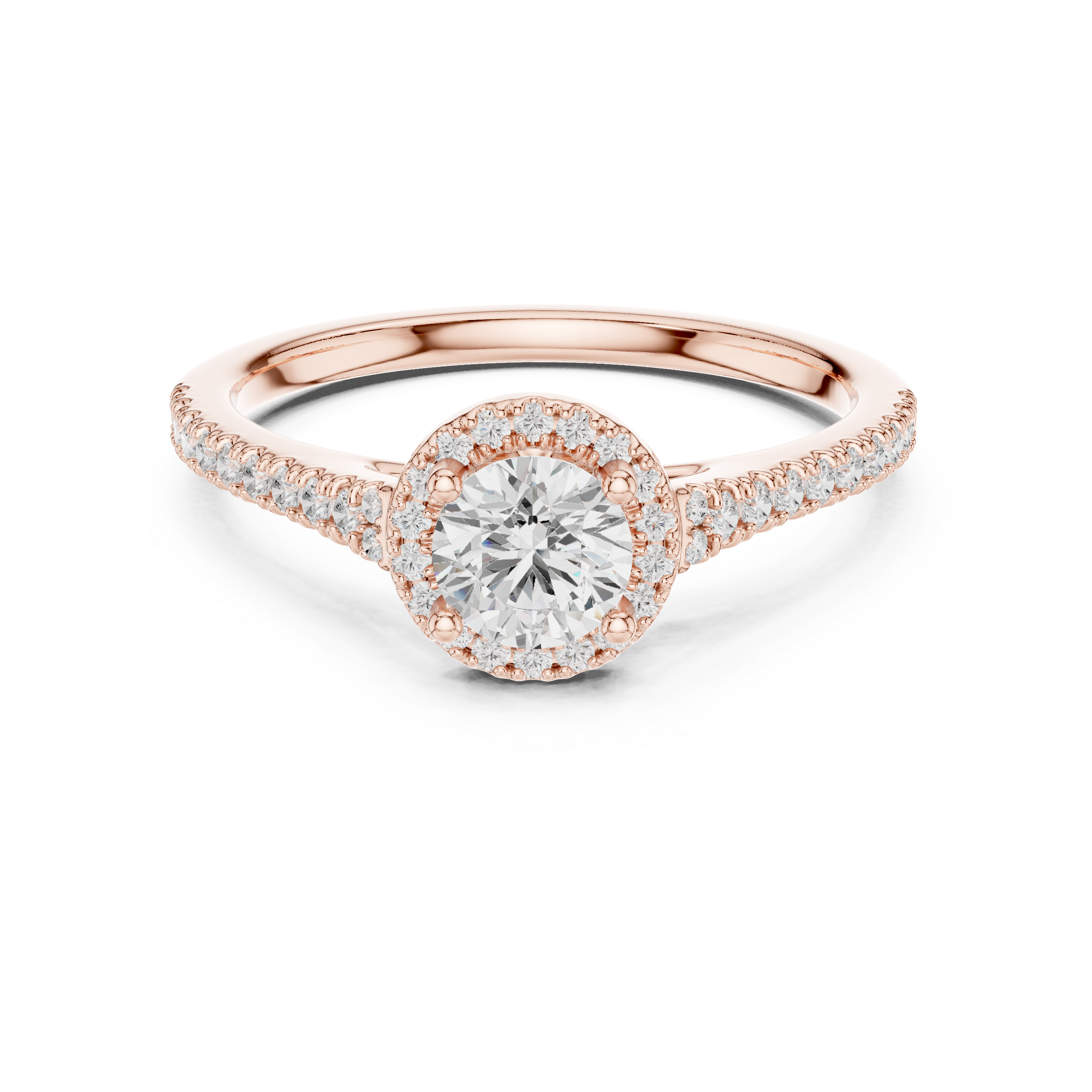 Minimal Round Halo Engagement Ring – Slim Pavé Diamond Bridal Ring