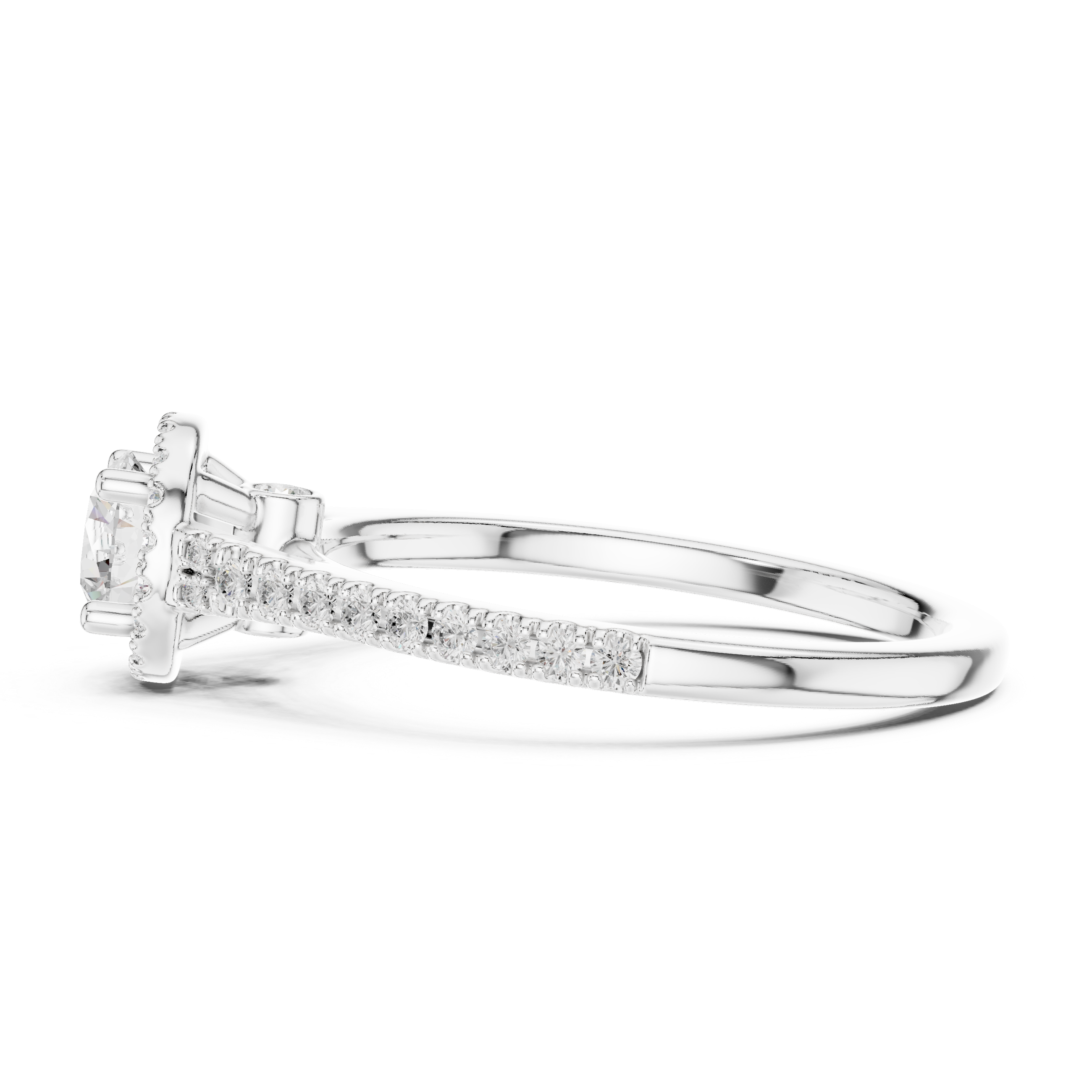 Minimal Round Halo Engagement Ring – Slim Pavé Diamond Bridal Ring