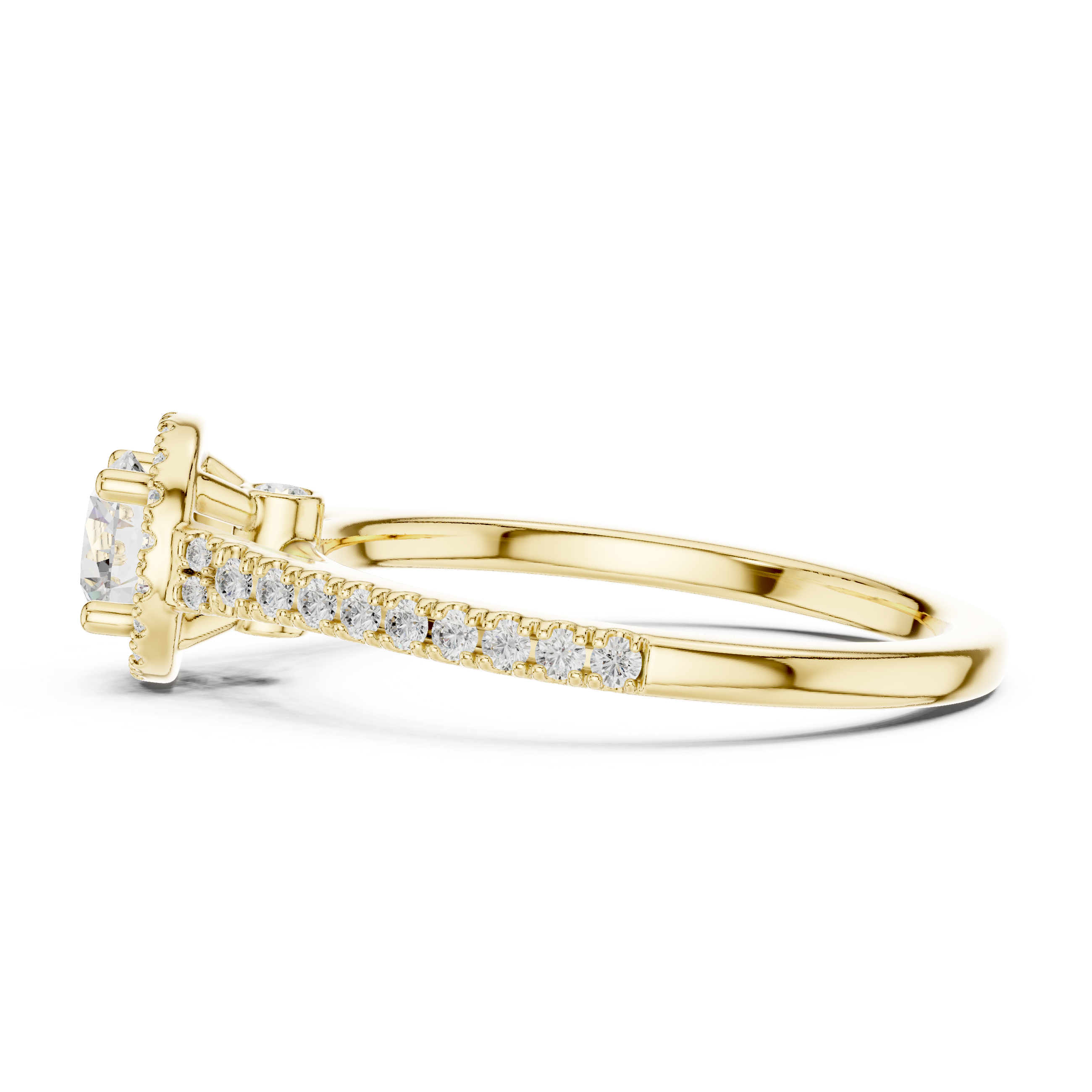 Minimal Round Halo Engagement Ring – Slim Pavé Diamond Bridal Ring