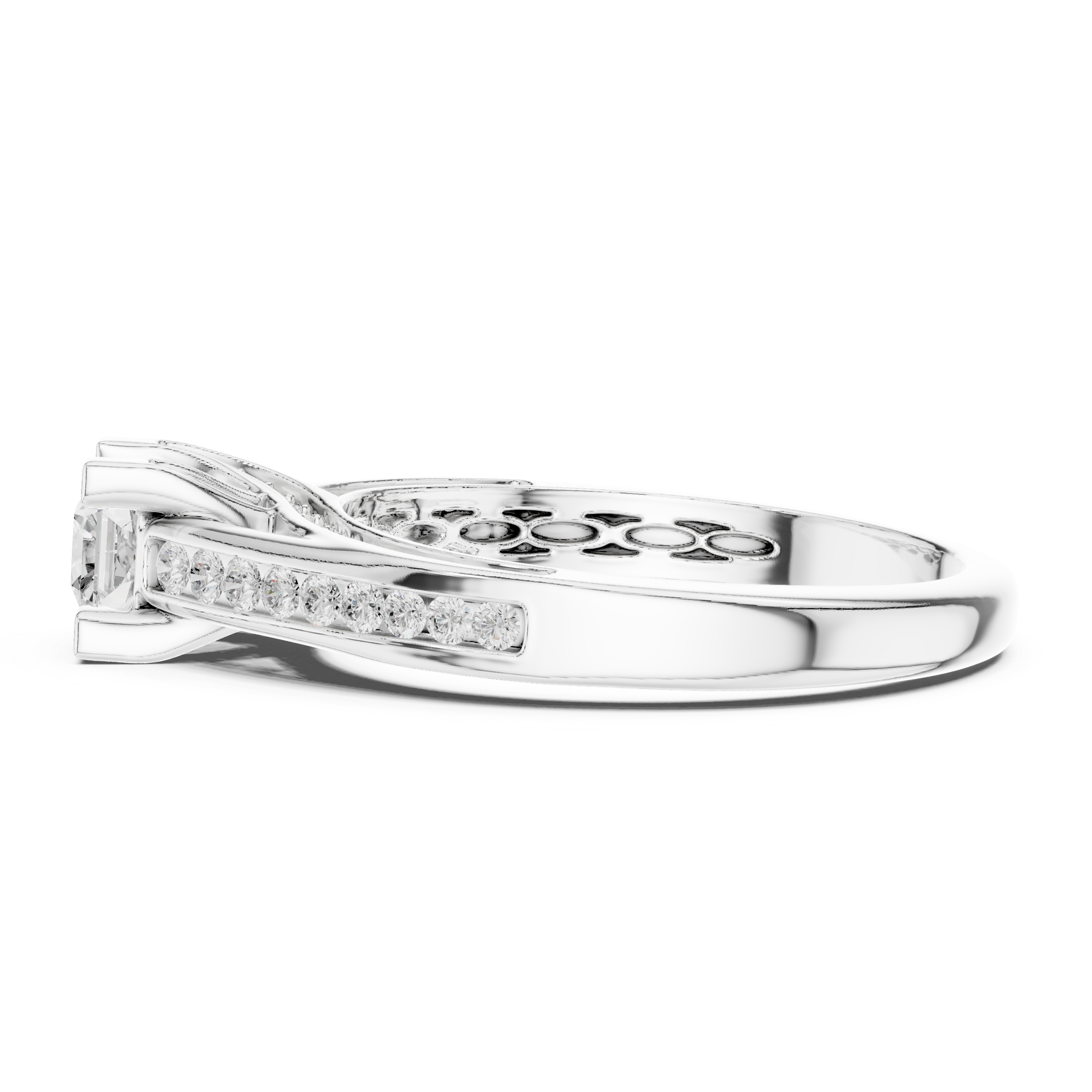 Princess Cut Diamond Engagement Ring – Split Shank Pavé Solitaire Ring