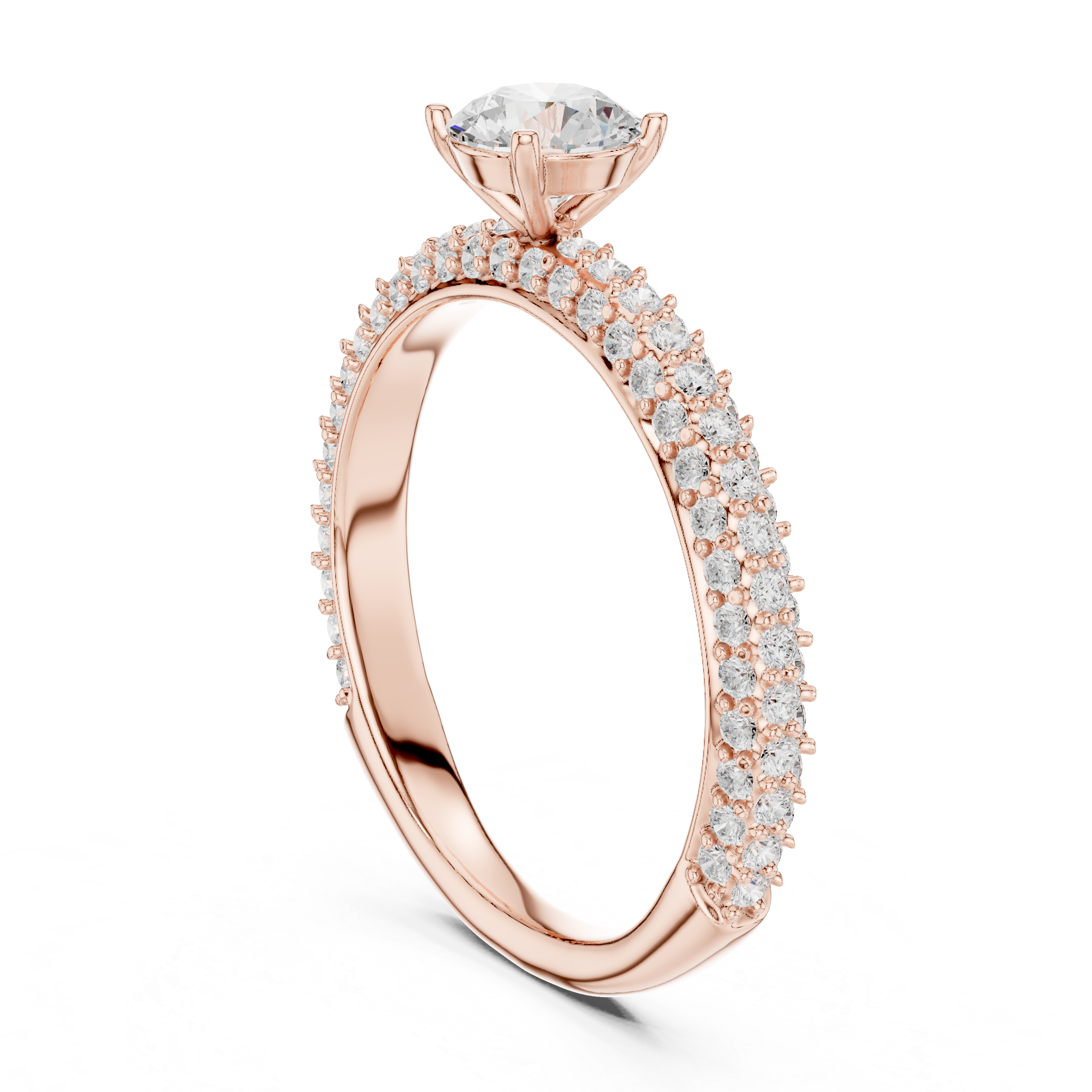 Micro Pavé Diamond Engagement Ring – Classic Thin Band Solitaire Ring