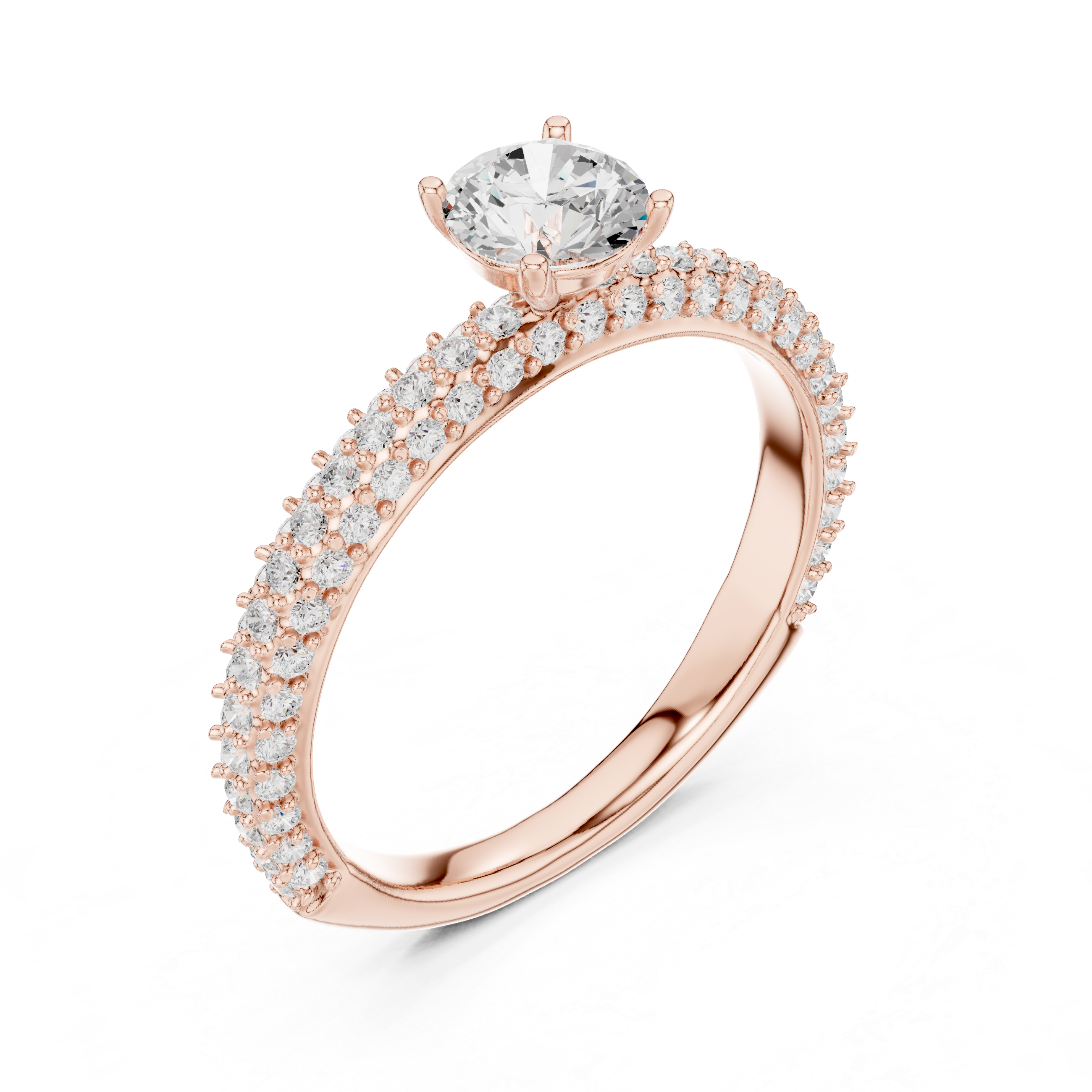 Micro Pavé Diamond Engagement Ring – Classic Thin Band Solitaire Ring