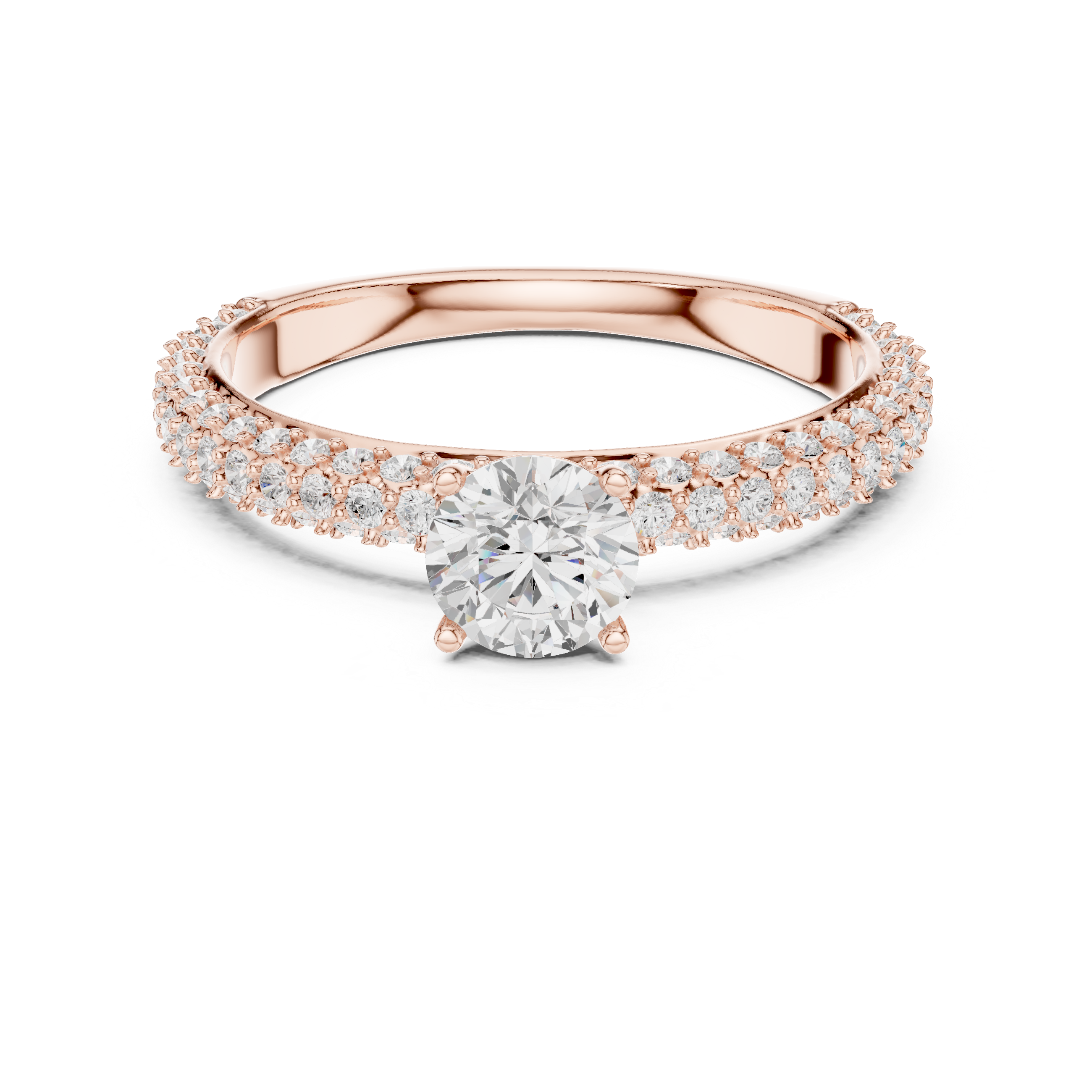 Micro Pavé Diamond Engagement Ring – Classic Thin Band Solitaire Ring