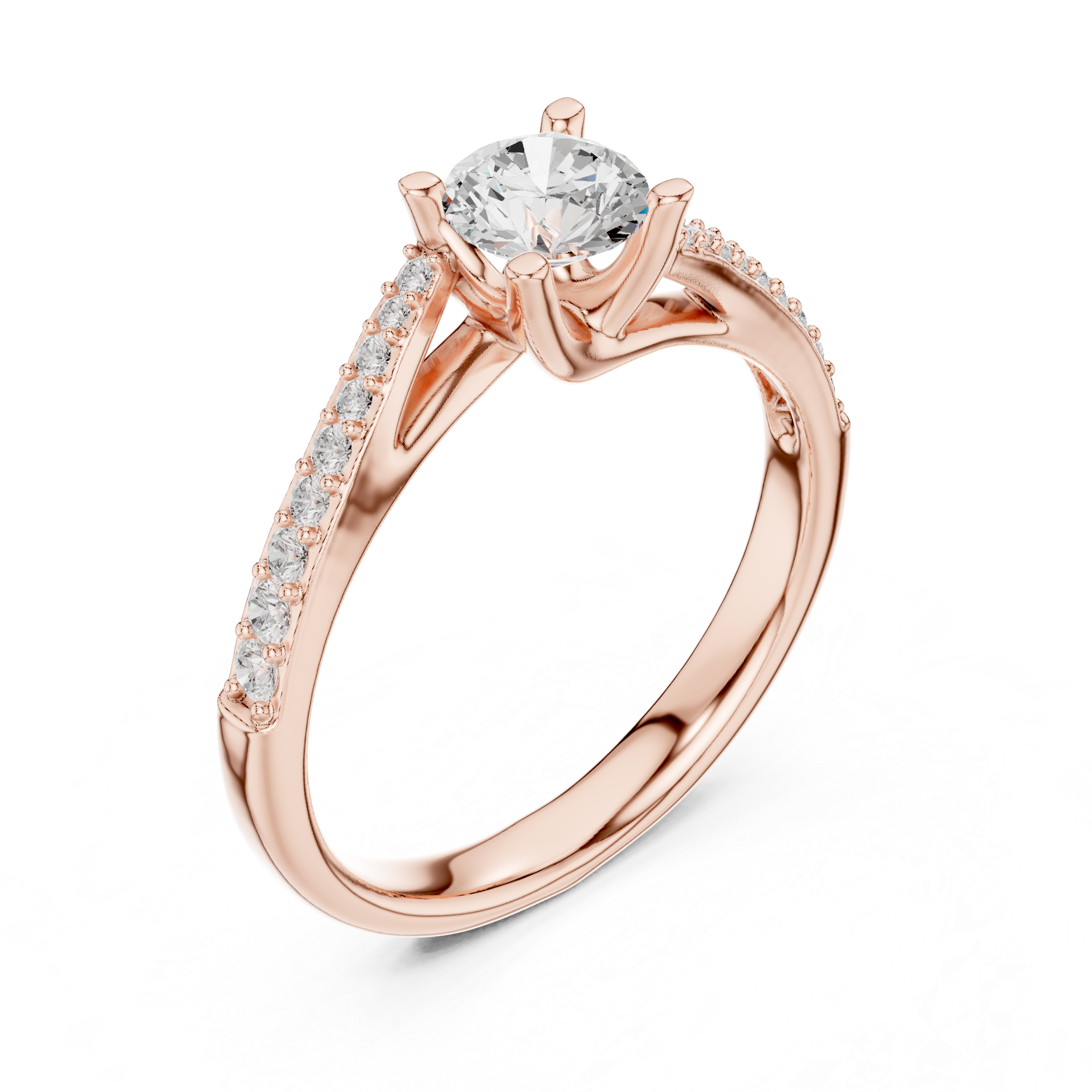 Twisted Pavé Diamond Engagement Ring – Modern Round Solitaire Bridal Ring