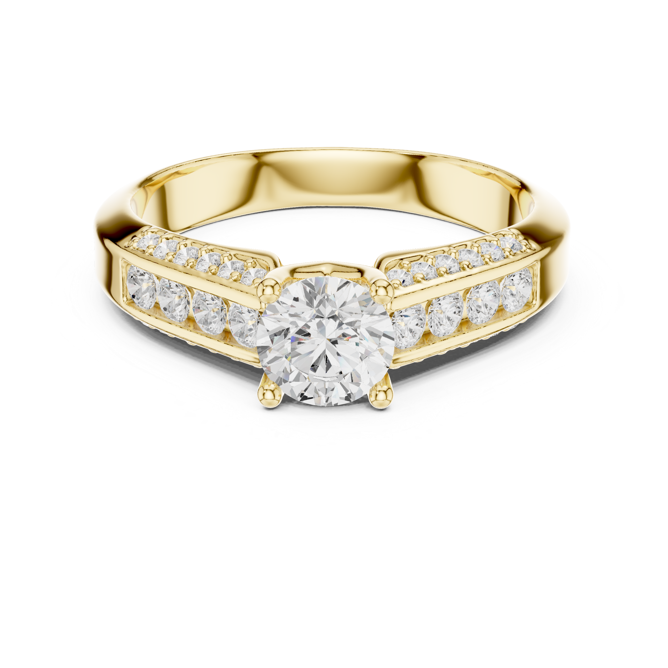 Channel Set Diamond Engagement Ring – Modern Round Solitaire Bridal Ring