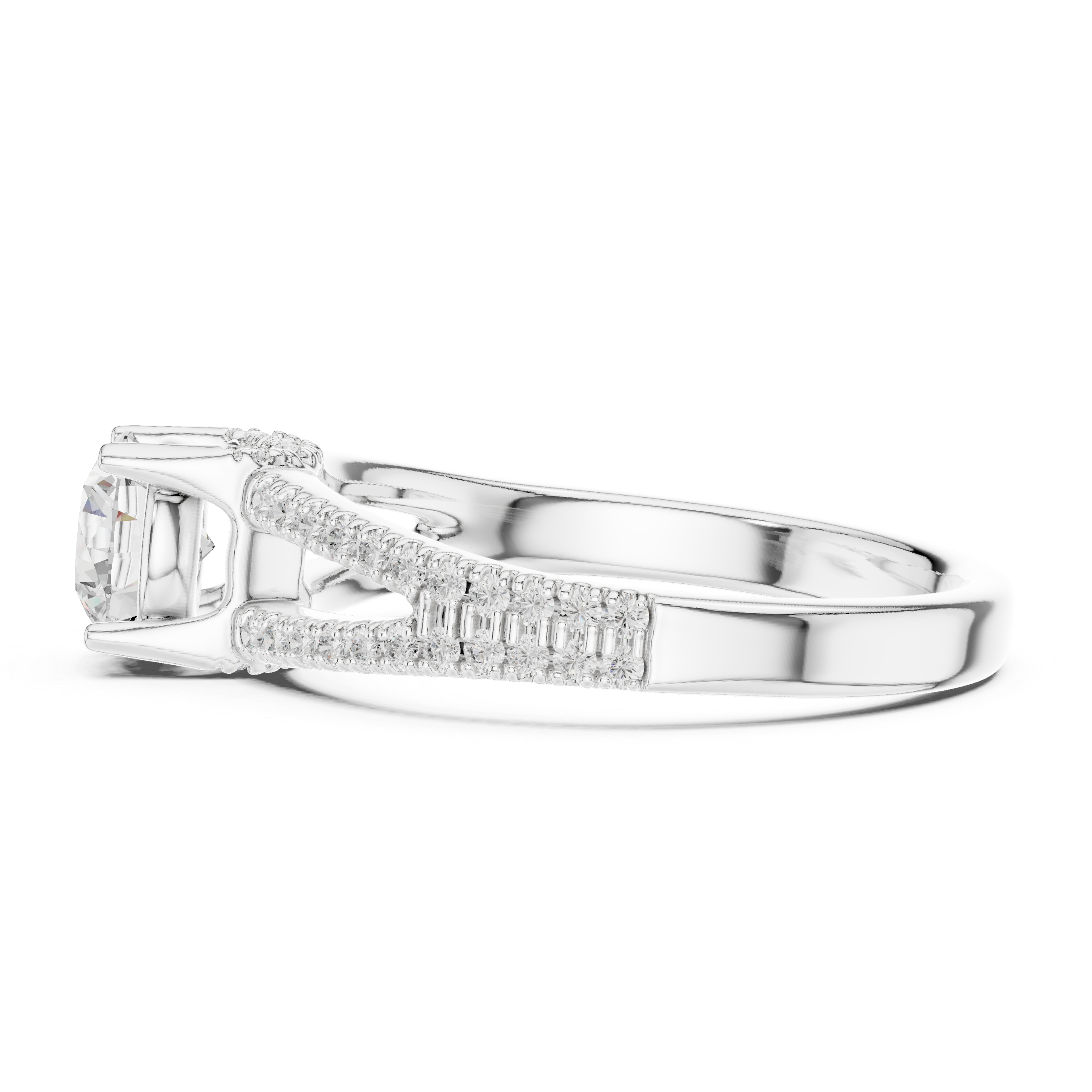 Split Shank Pavé Diamond Engagement Ring – Hidden Halo Solitaire Ring