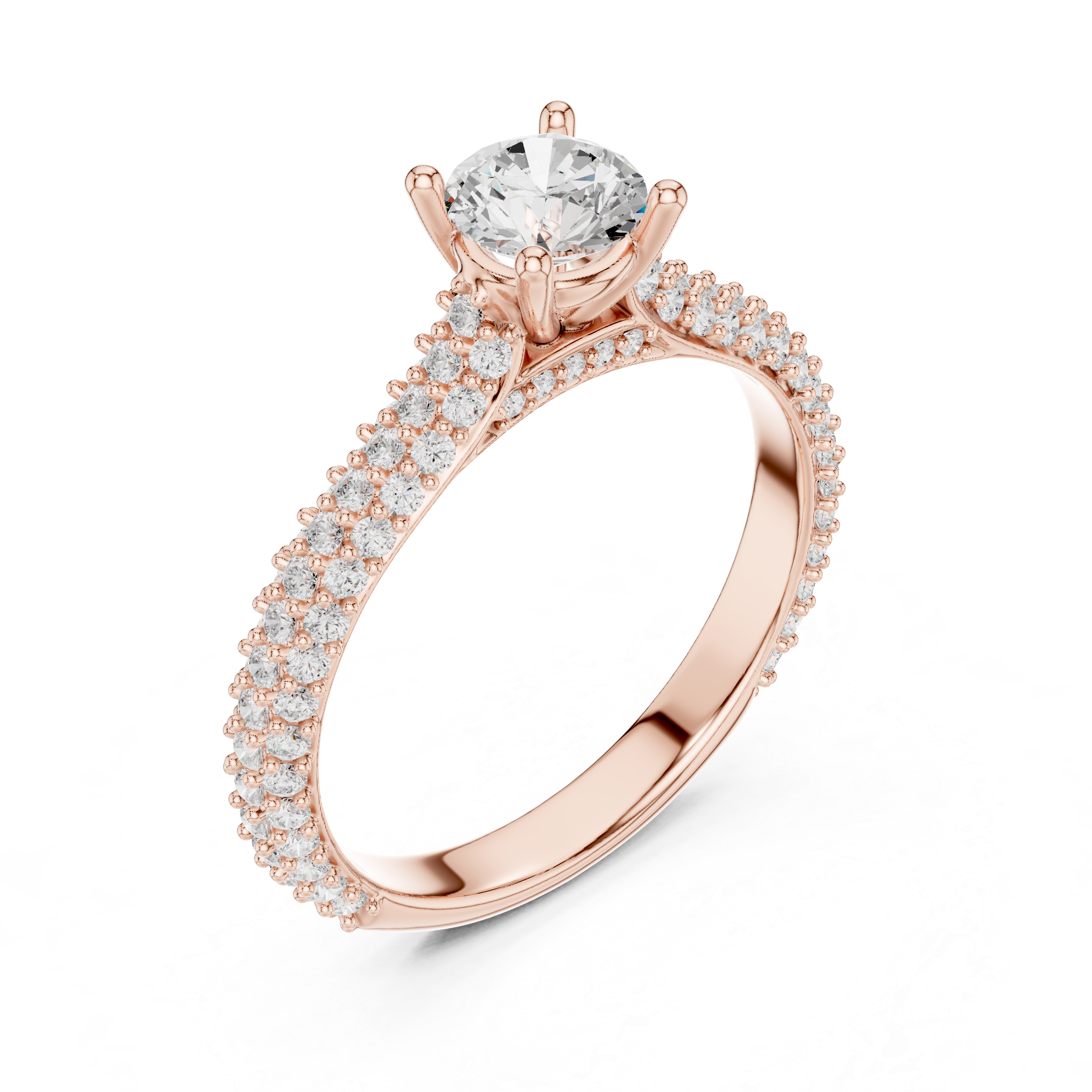 Luxury Double Hidden Halo Engagement Ring – Pavé Diamond Solitaire Ring