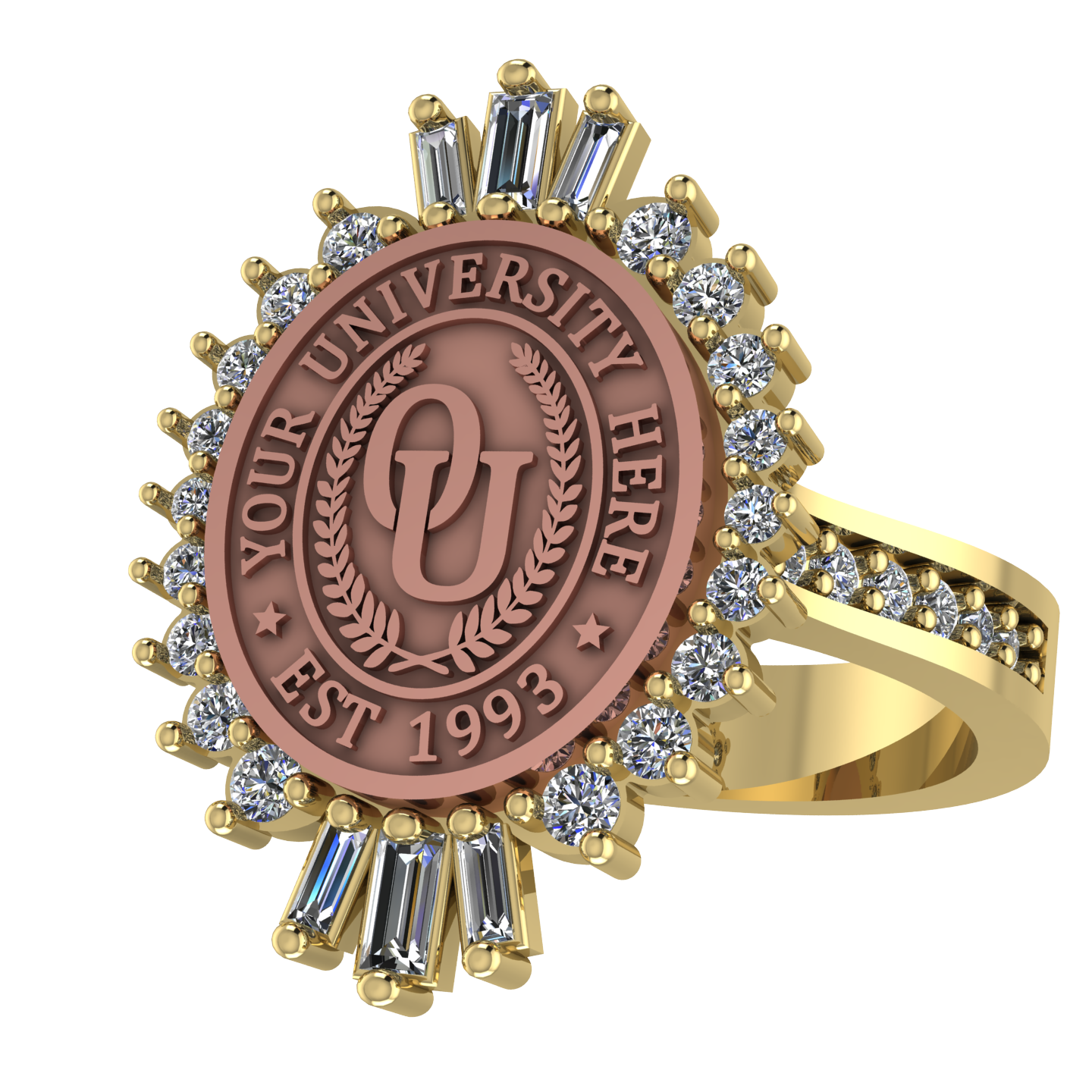 Seren Oval | Channel Core Band Custom Collage Ring