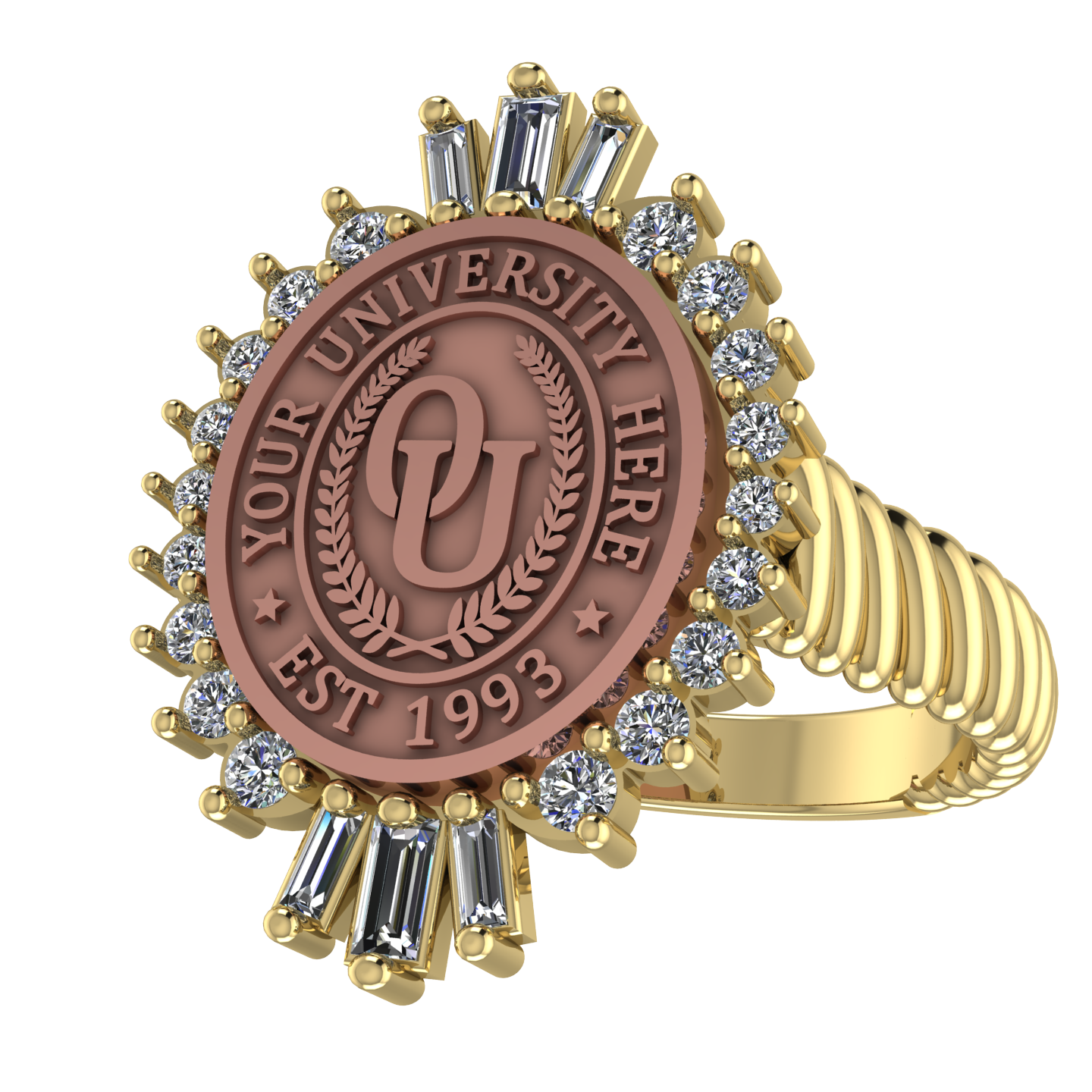 Seren Oval | Rope Core Band Custom Collage Ring