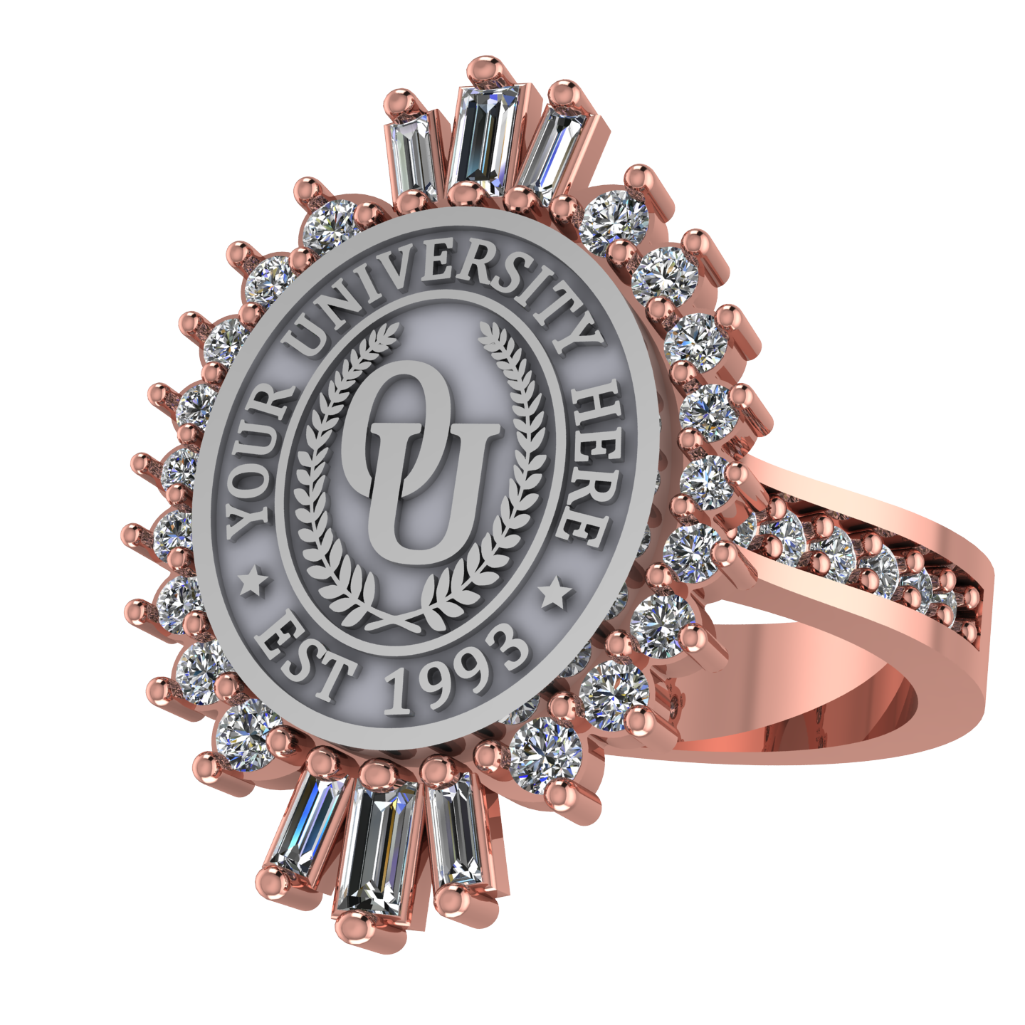 Seren Oval | Channel Core Band Custom Collage Ring