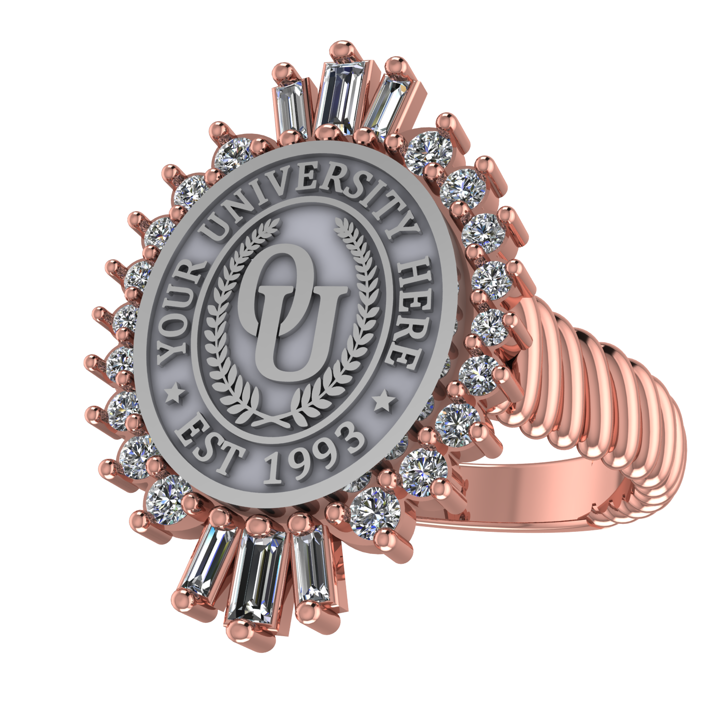 Seren Oval | Rope Core Band Custom Collage Ring