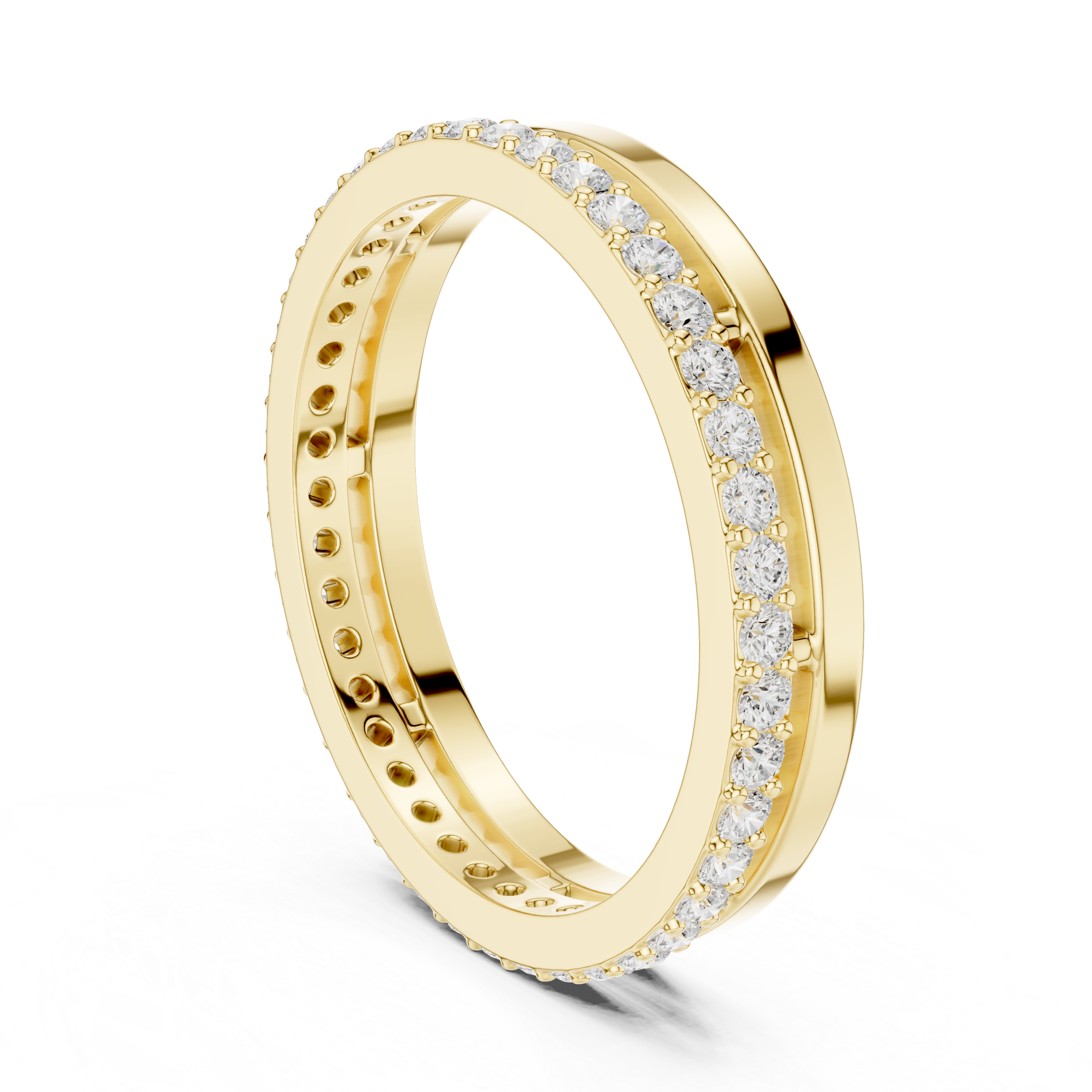 Minimalist Diamond Half Eternity Ring – Modern Floating Pavé Wedding Band