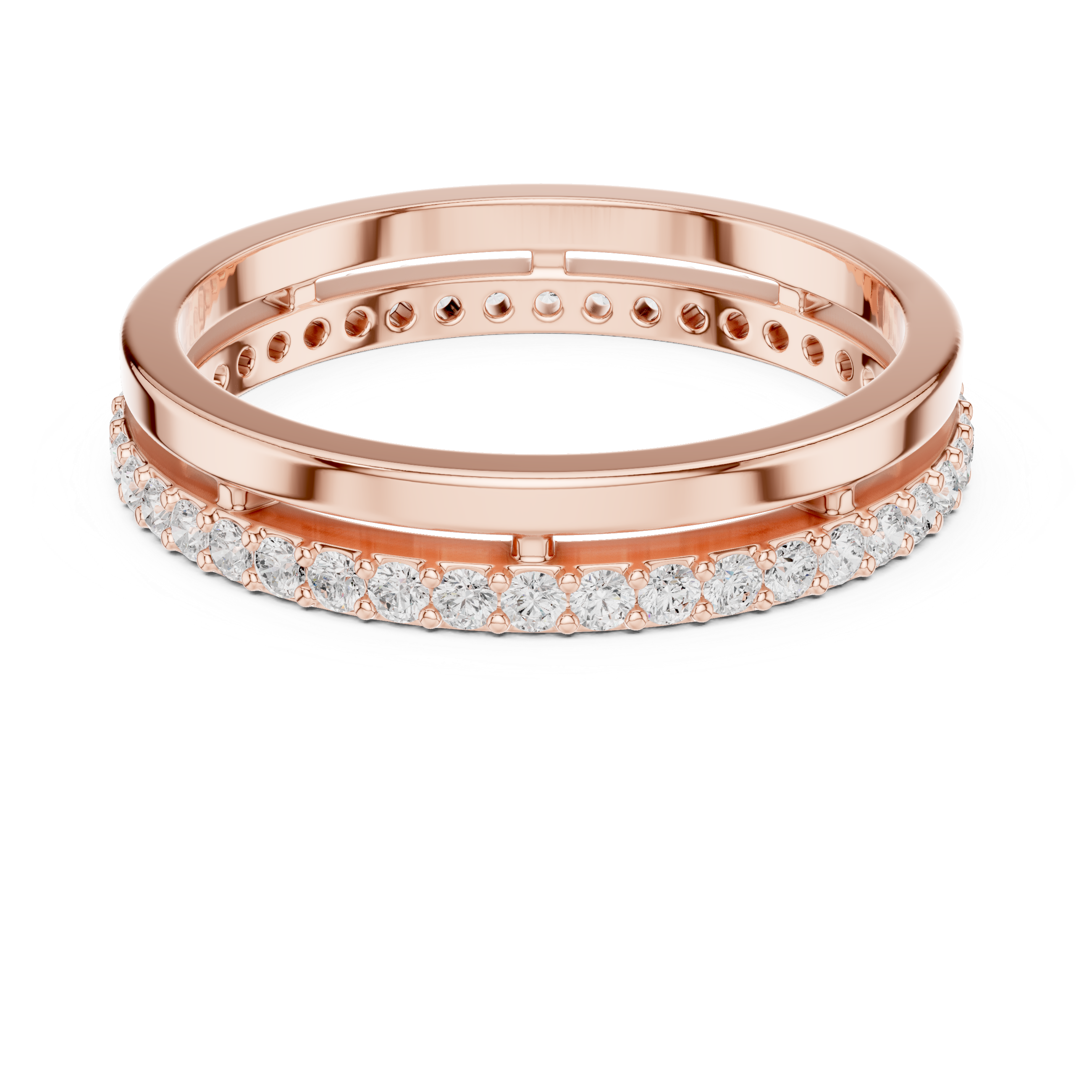 Minimalist Diamond Half Eternity Ring – Modern Floating Pavé Wedding Band