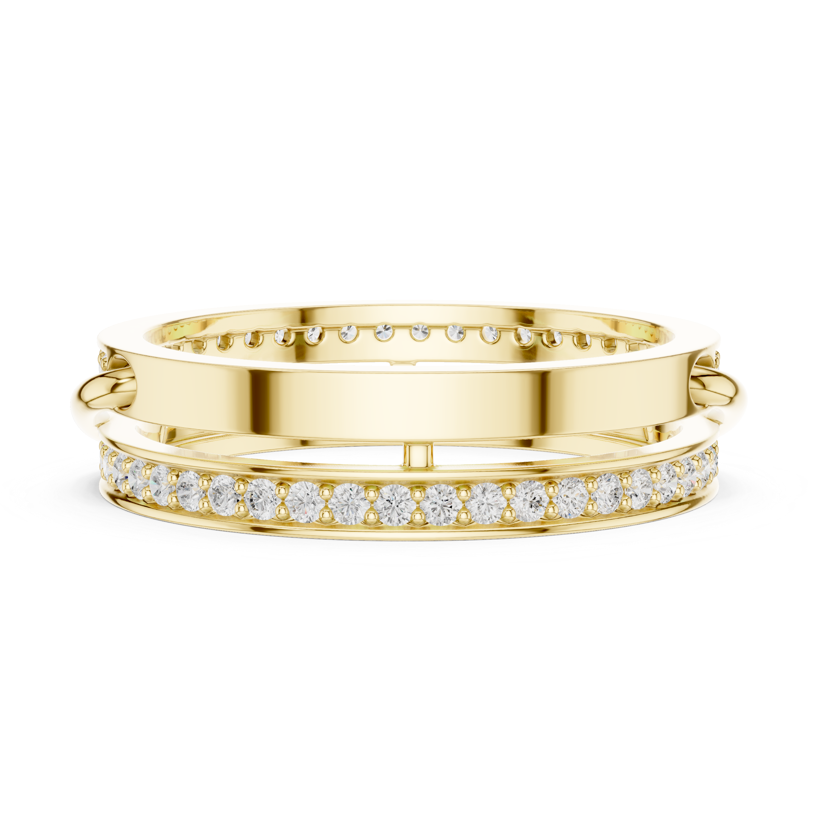 Modern Double Band Diamond Wrap Ring – Open Crossover Statement Ring