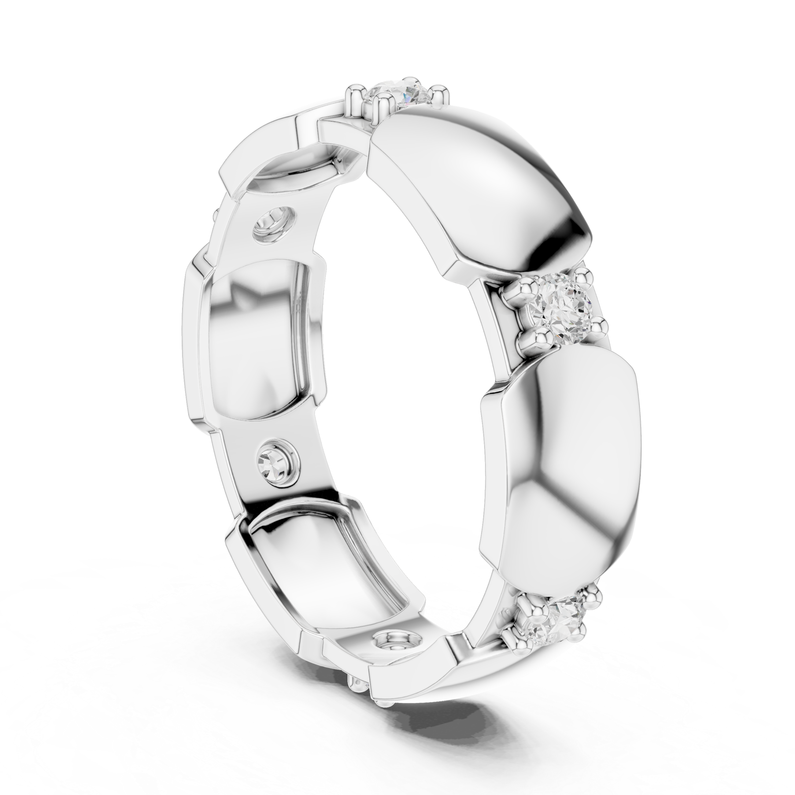Modern Sculpted Diamond Eternity Ring – Contemporary Gold Statement Band