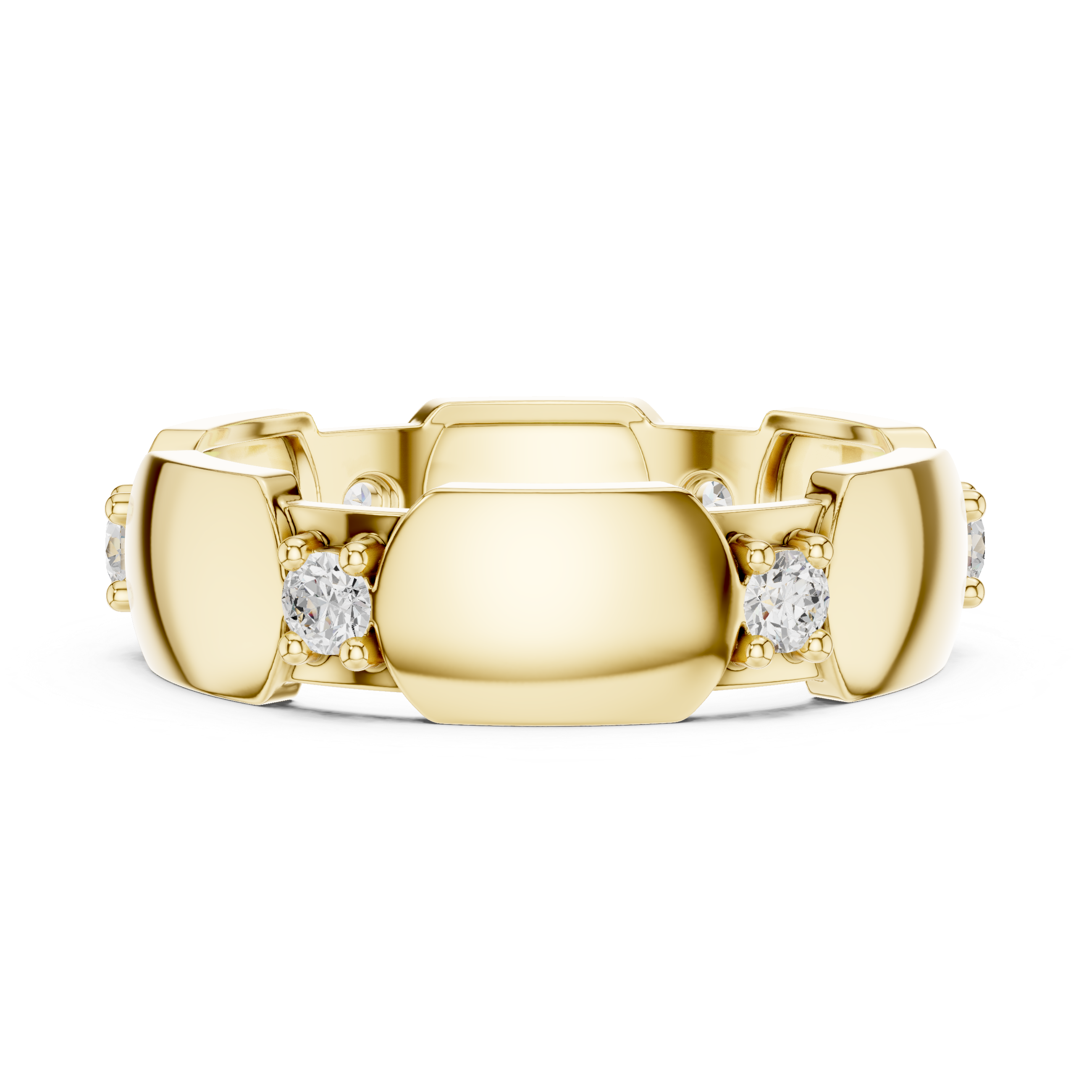 Modern Sculpted Diamond Eternity Ring – Contemporary Gold Statement Band