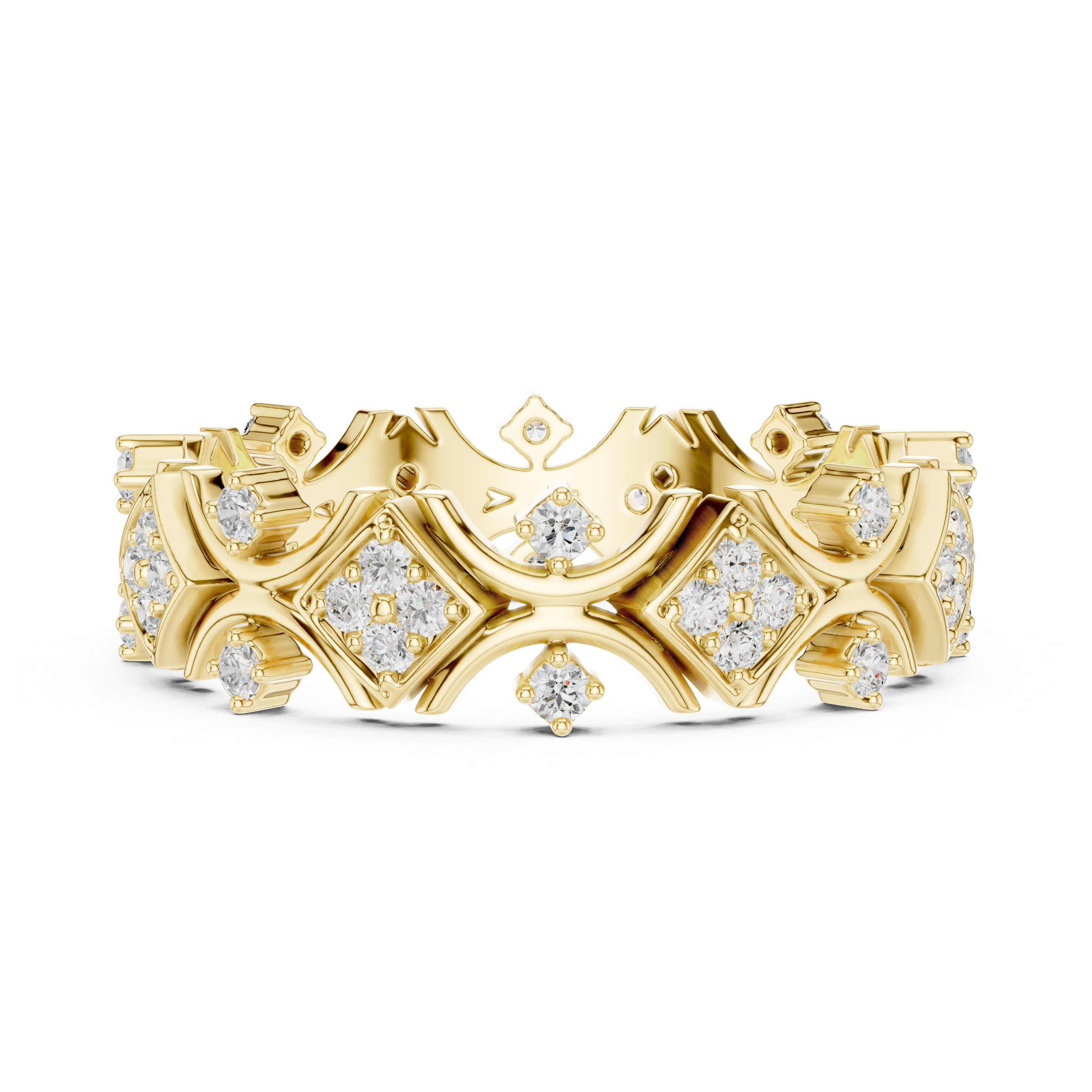 Geometric Diamond Eternity Band Ring – Vintage Inspired Rose Gold Wedding Band