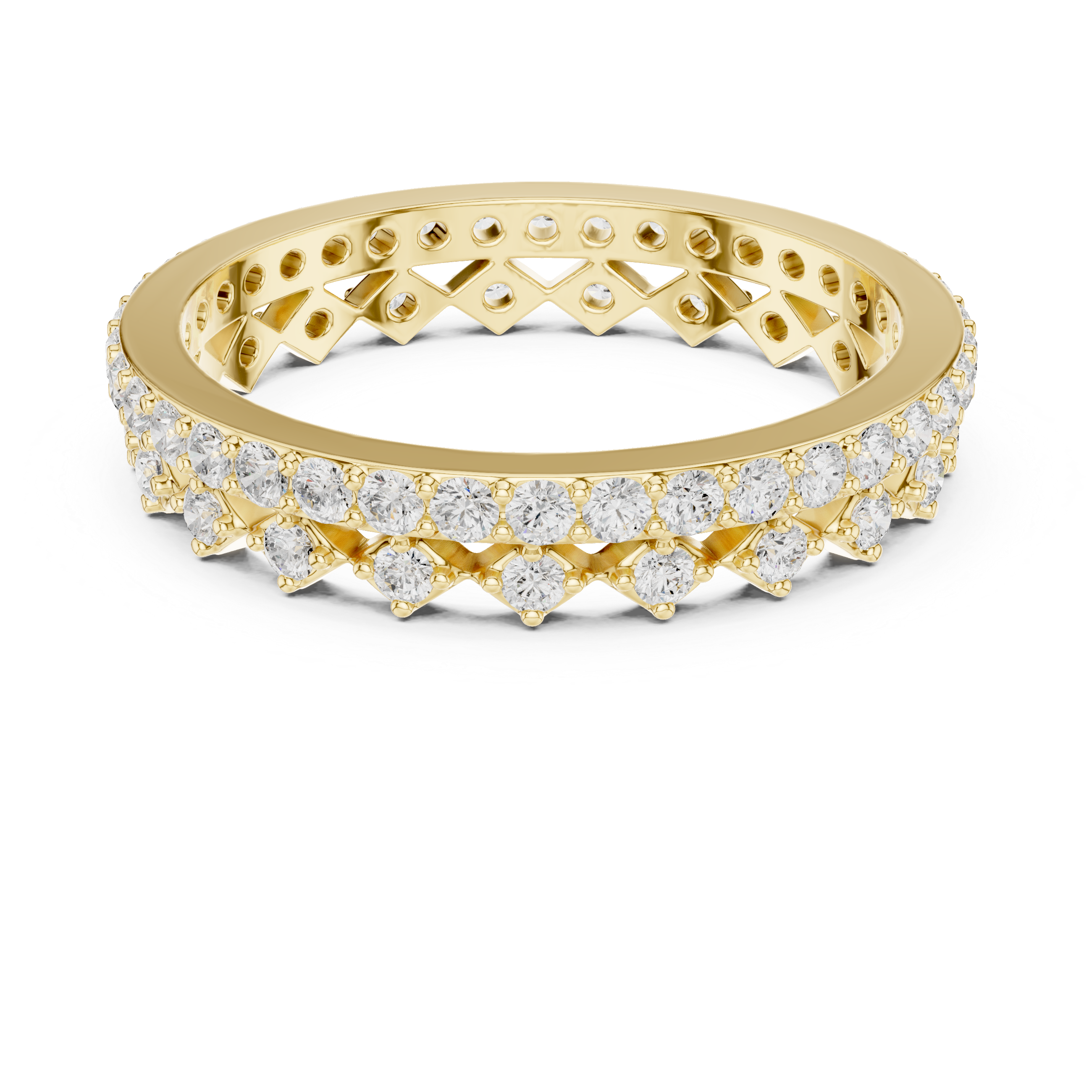 Geometric Diamond Eternity Band Ring – Modern Openwork Designer Wedding Band