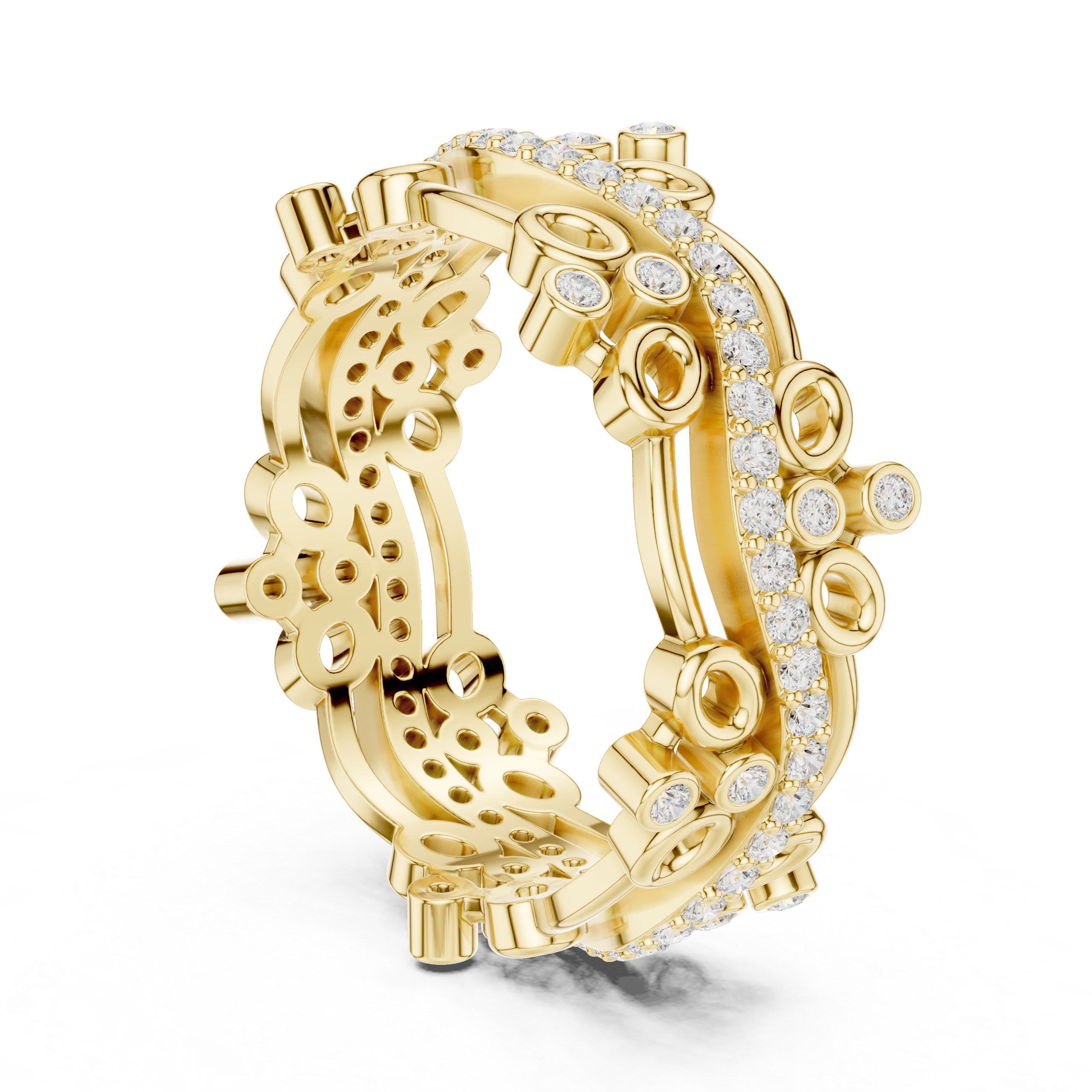 Abstract Diamond Eternity Band Ring – Modern Openwork Designer Statement Ring