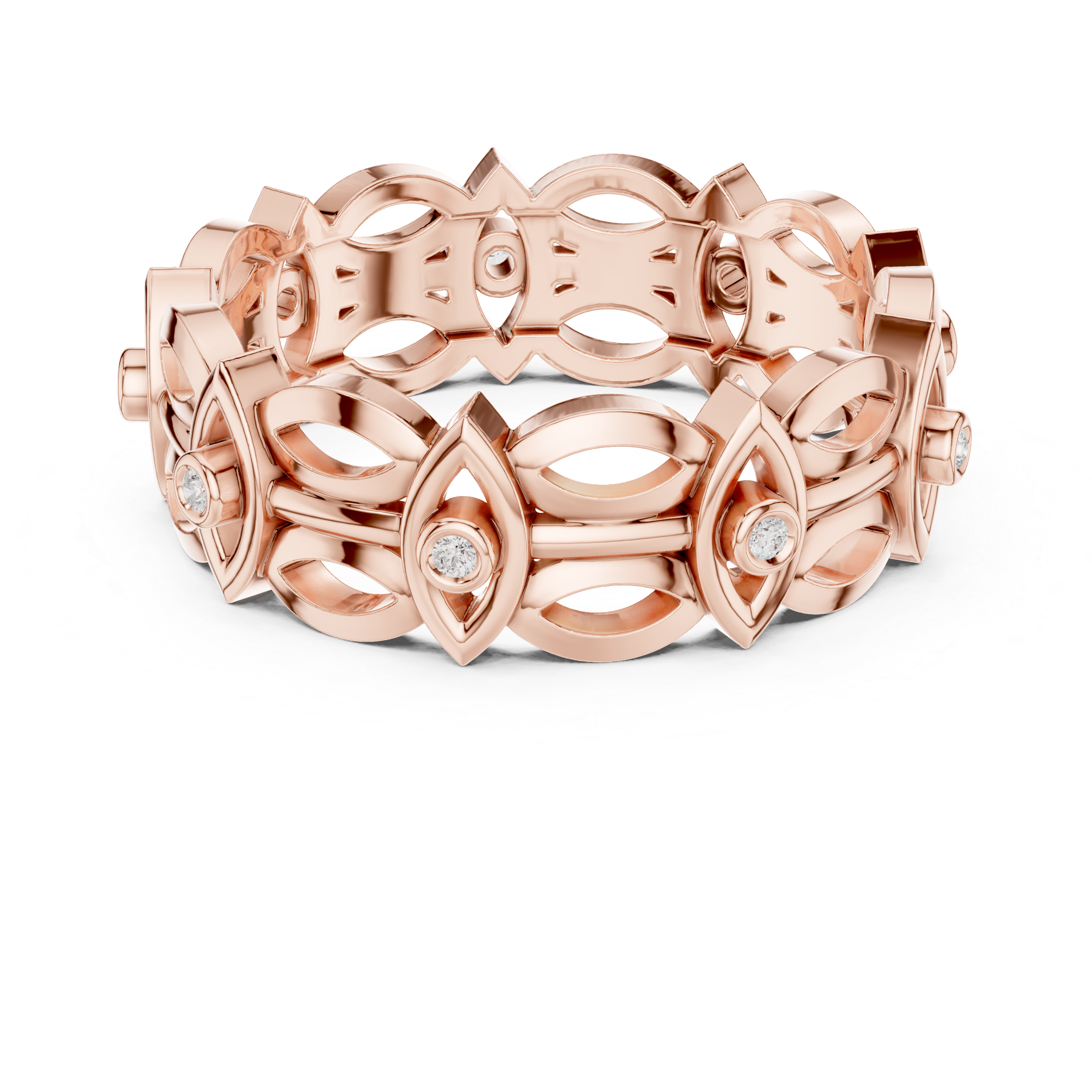 Evil Eye Eternity Band Ring – Geometric Openwork Diamond Protection Ring