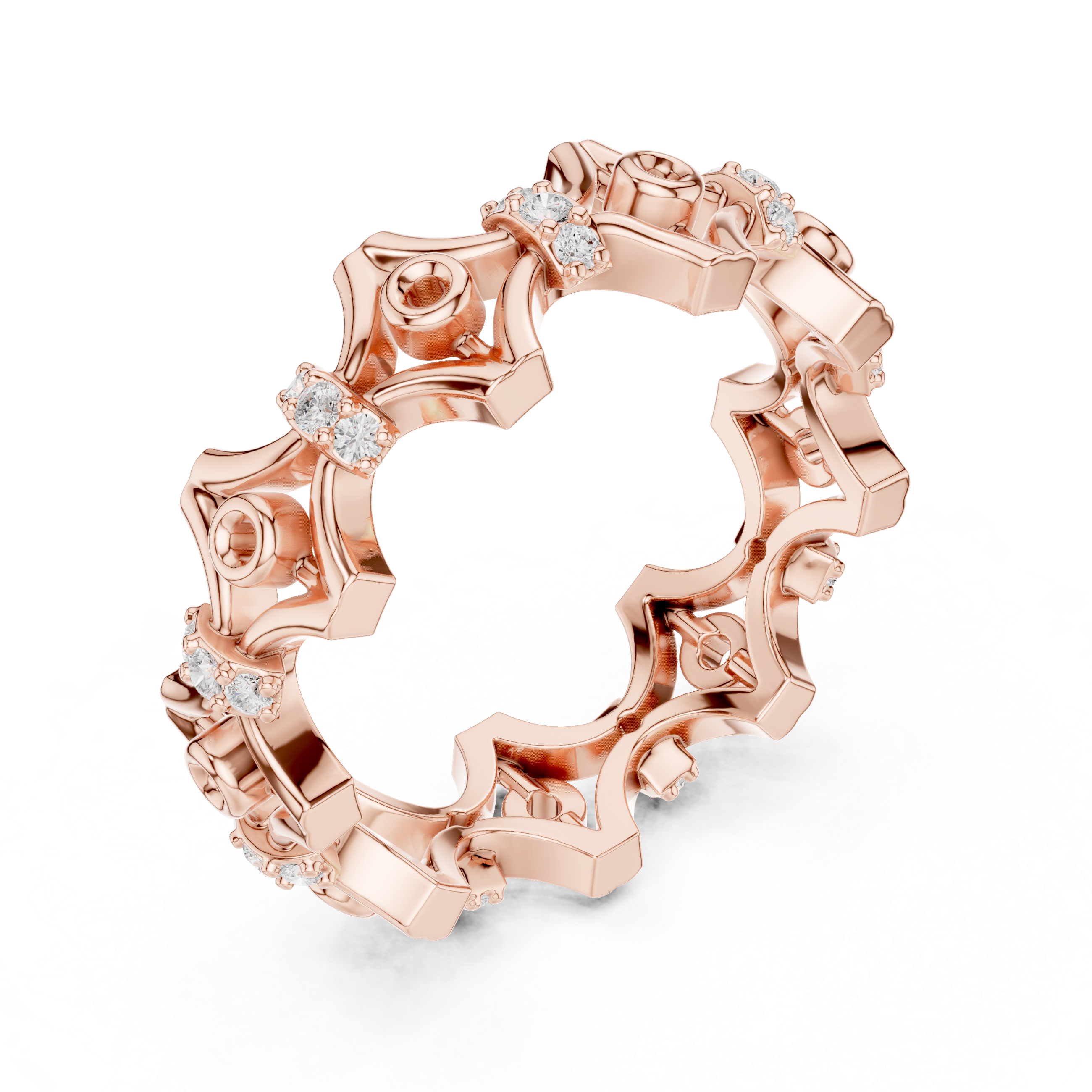 Geometric Openwork Diamond Eternity Ring – Modern Architectural Band Ring