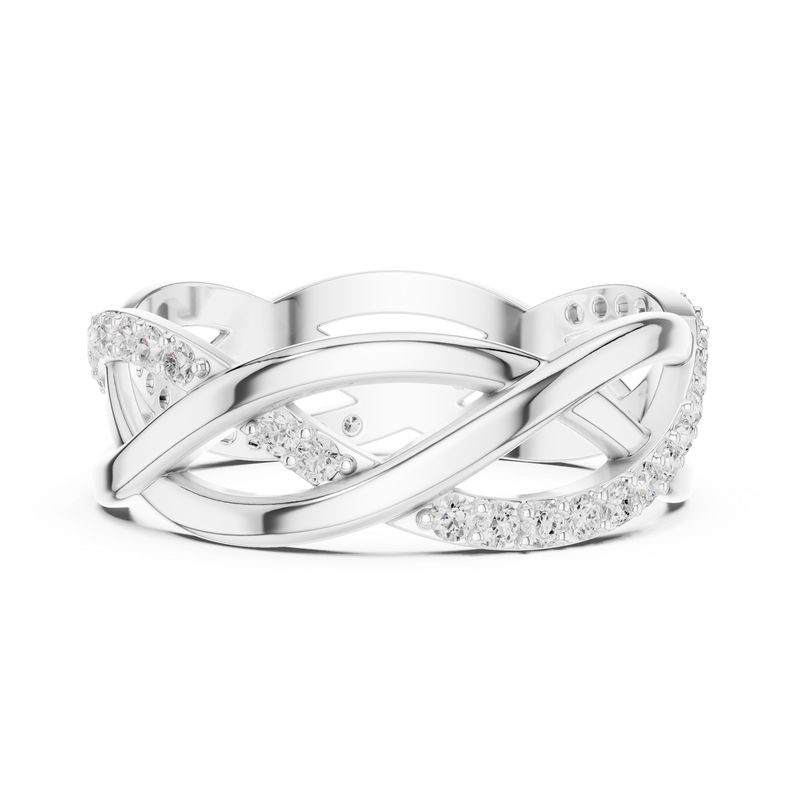 Infinity Twist Diamond Ring – Interwoven Openwork Pavé Band
