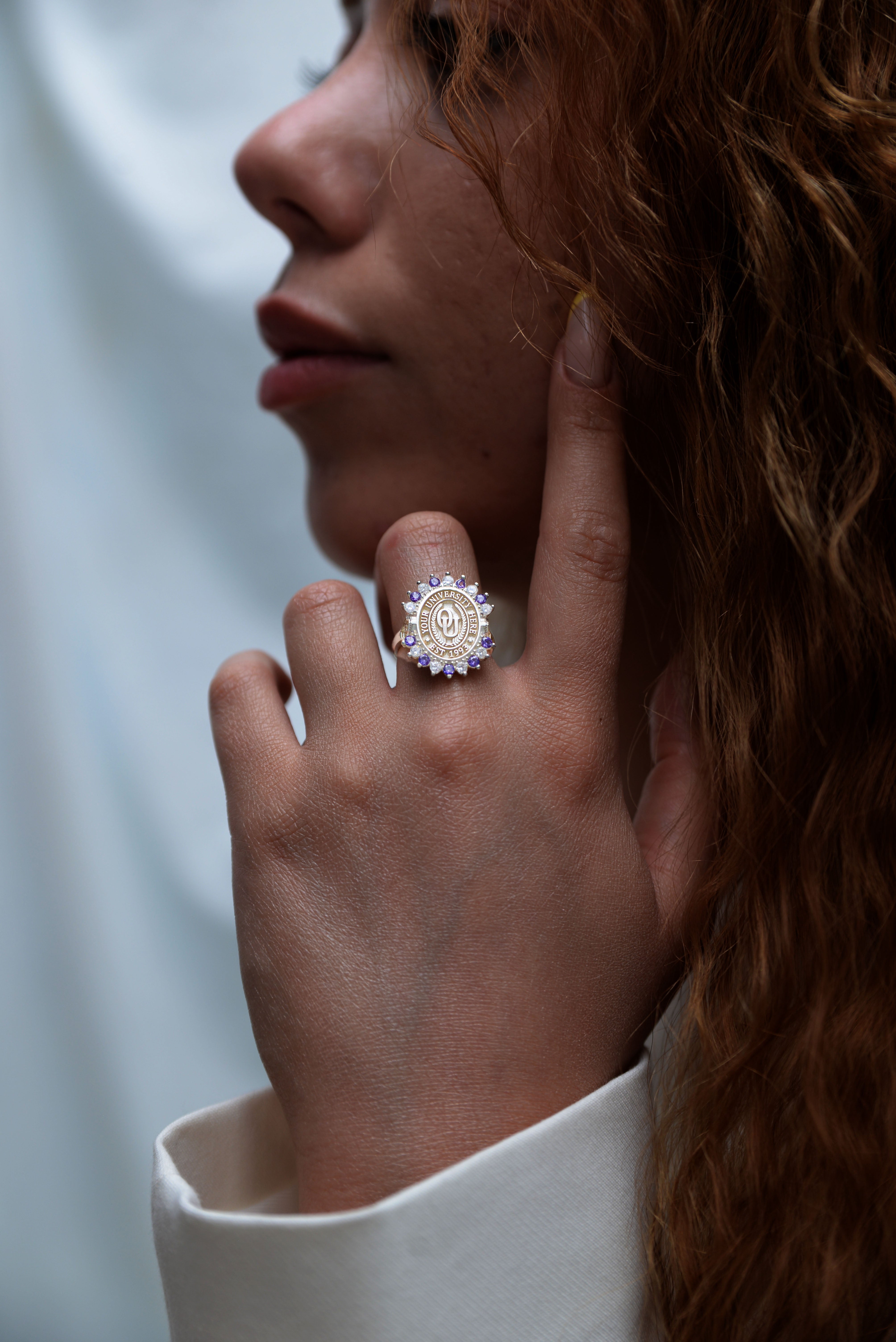 Serku Oval | Beaded Crest Signet Custom Collage Ring