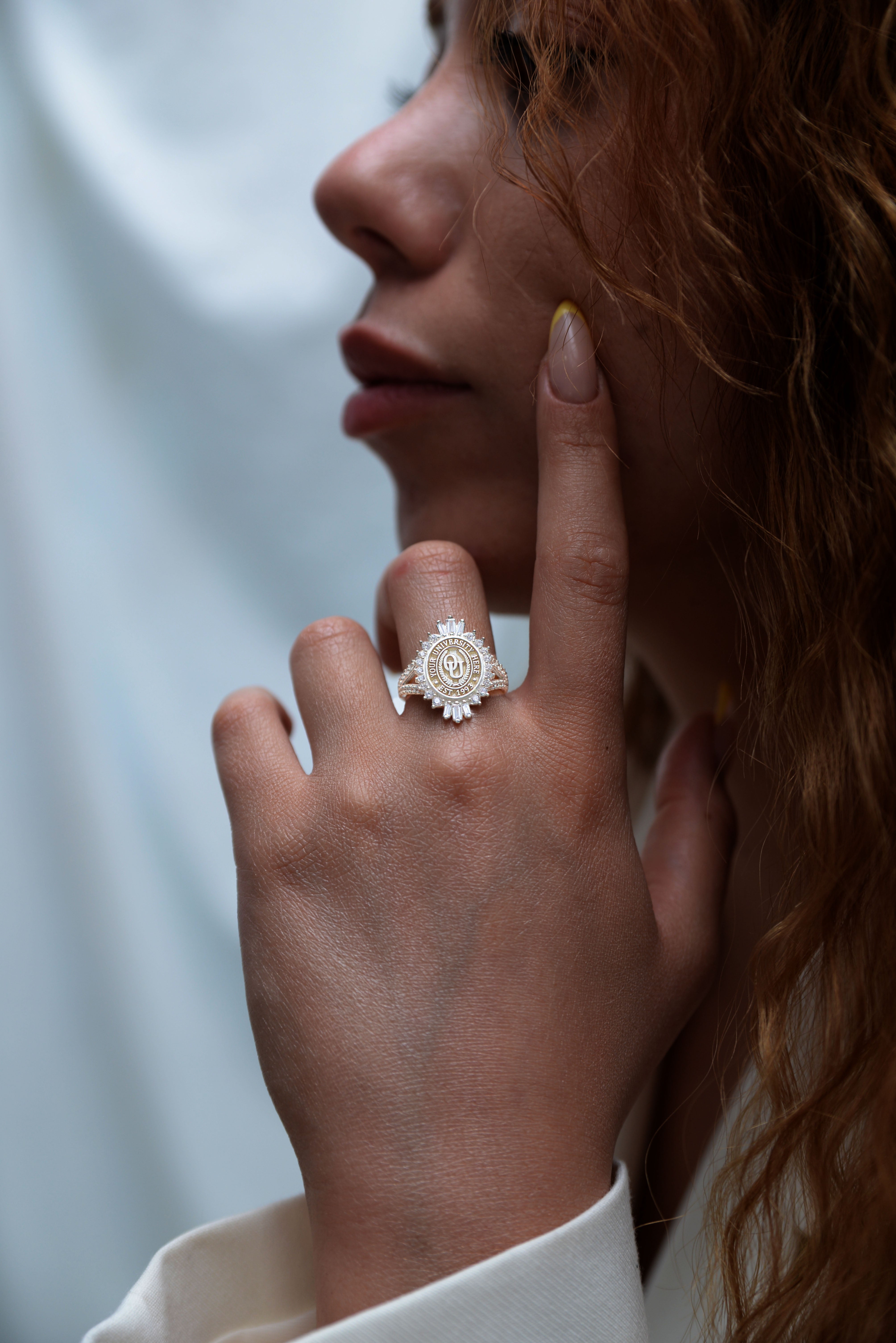 Seren Oval | V-Frame Channel Band Custom Collage Ring