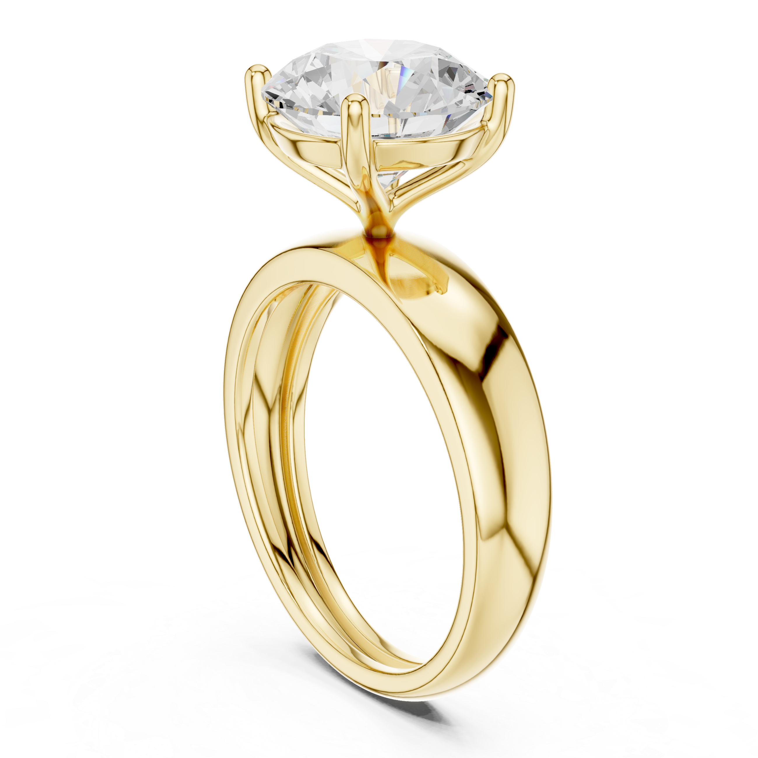 Classic Round Solitaire Engagement Ring with Tapered Gold Band – Minimalist Diamond Ring