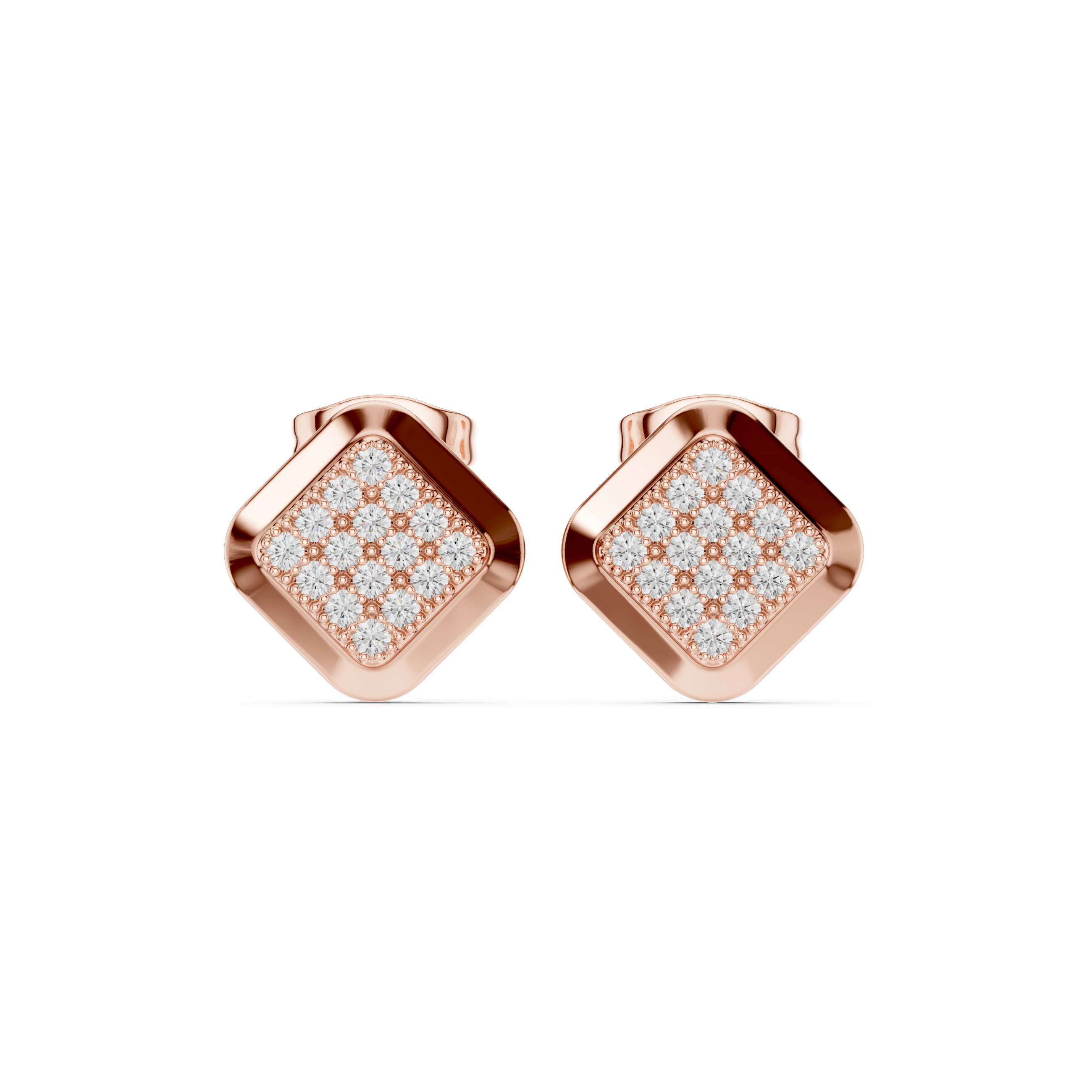 Diamond Pave Cushion Square Stud Earrings