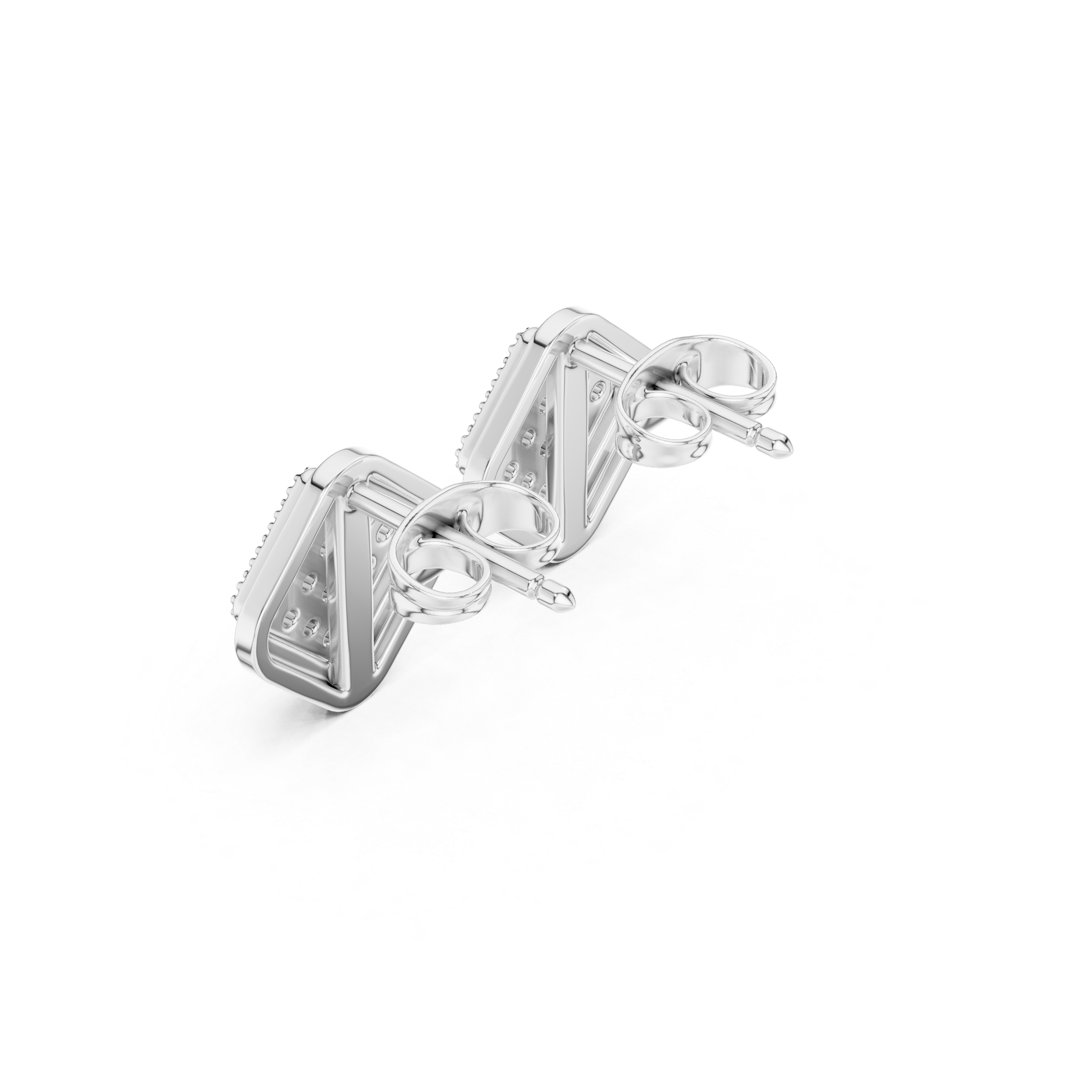 Diamond Pave Cushion Square Stud Earrings