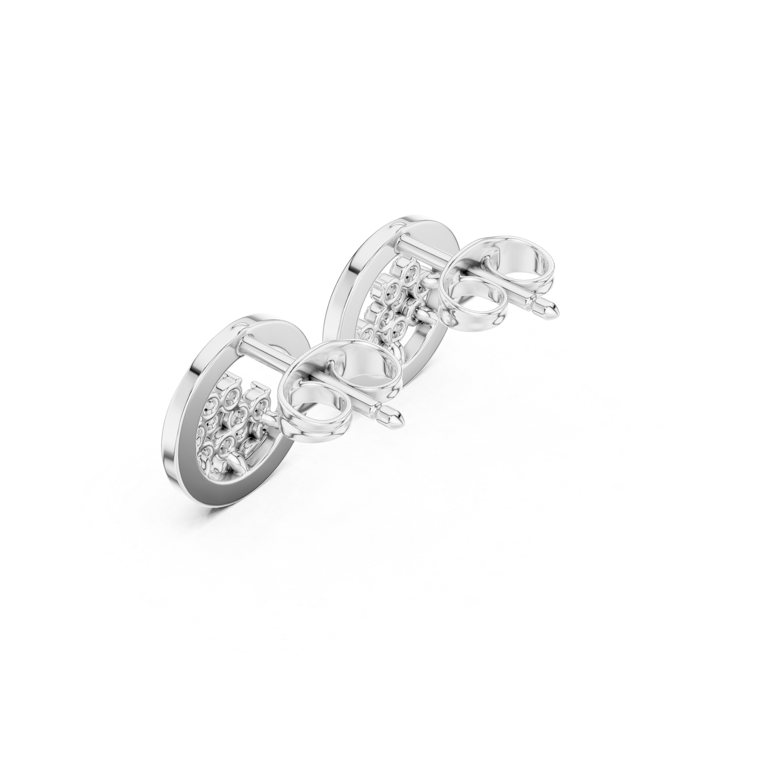 Floral Cluster Circle Diamond Stud Earrings