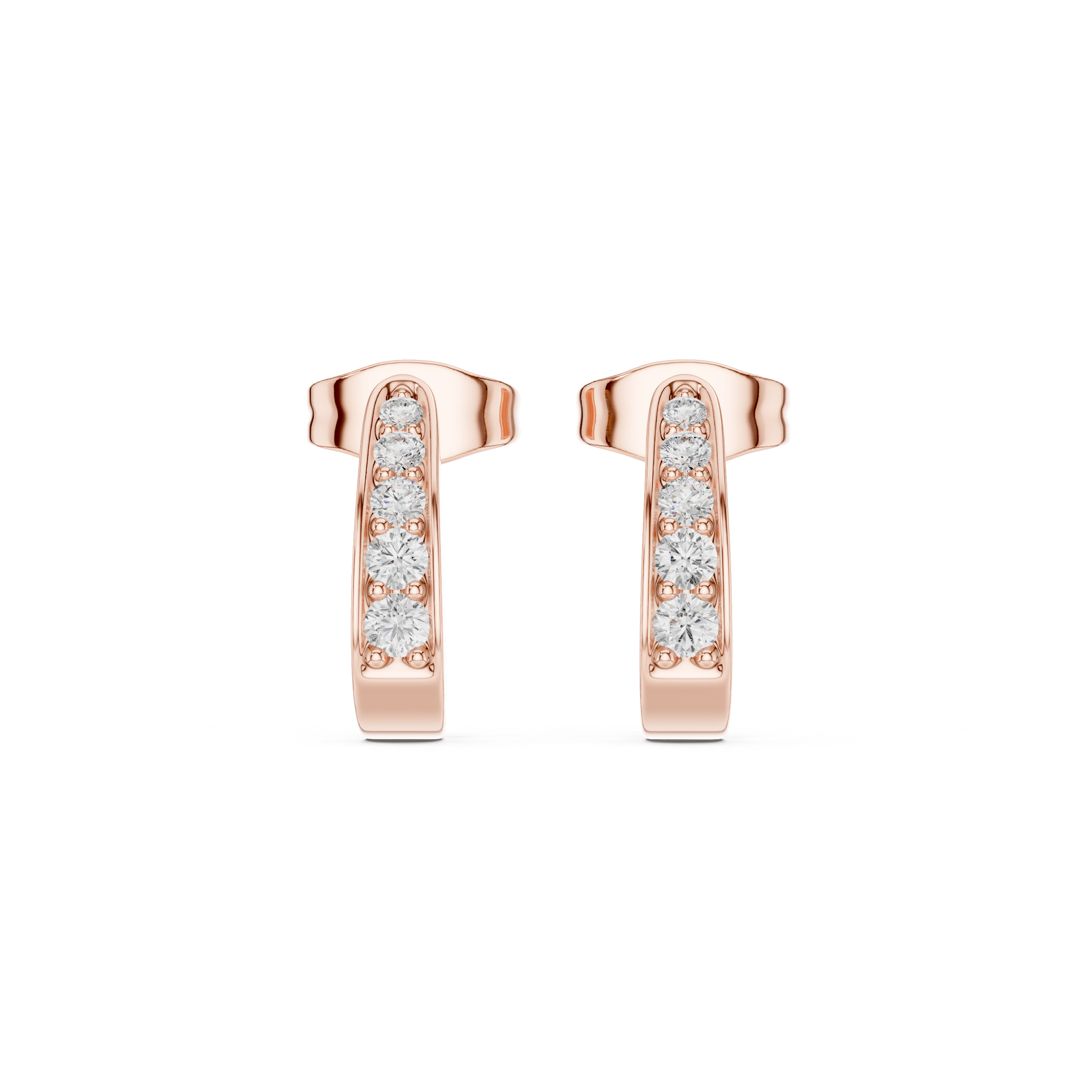 Channel Set Diamond Huggie Hoop Earrings