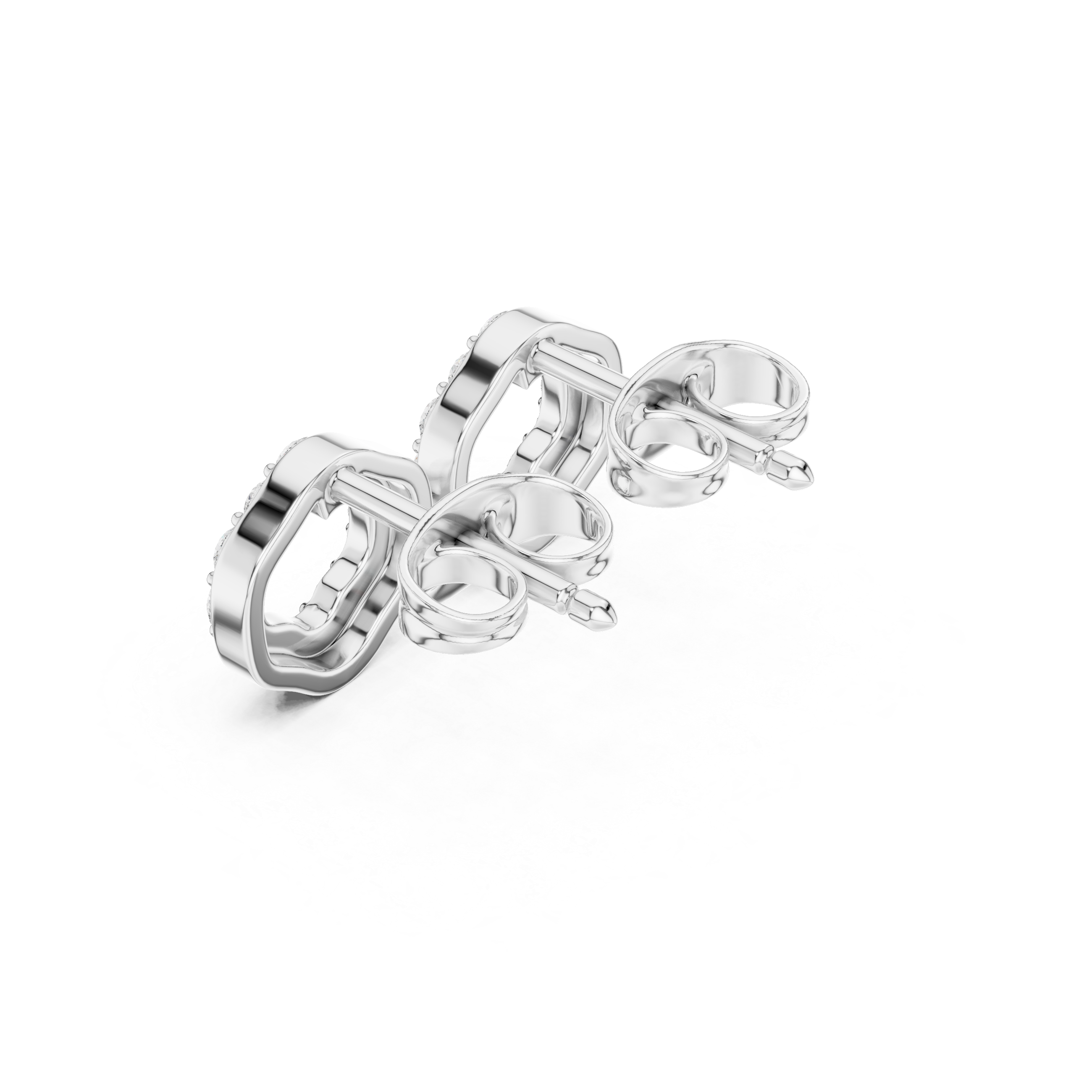 Open Circle Diamond Stud Earrings