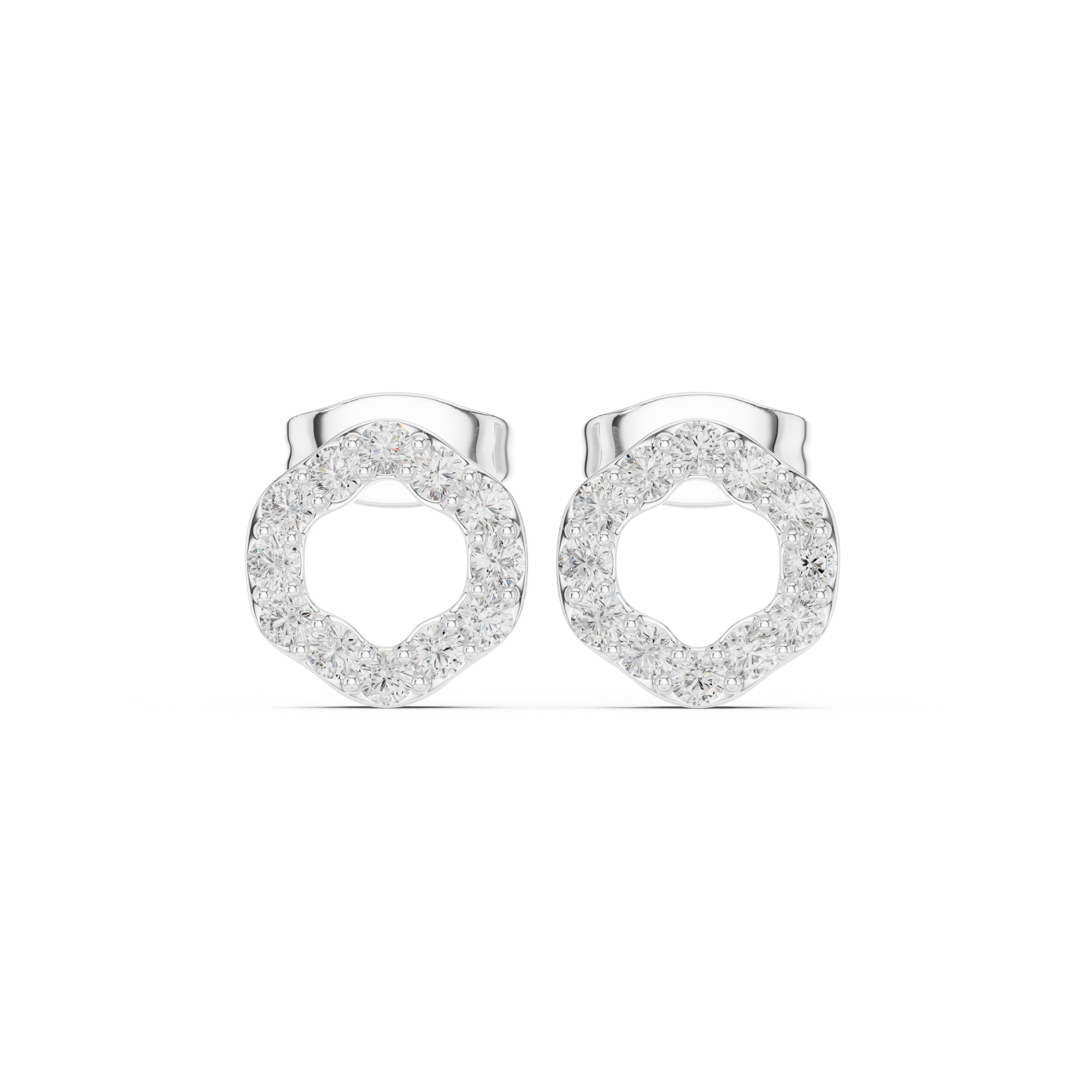 Open Circle Diamond Stud Earrings