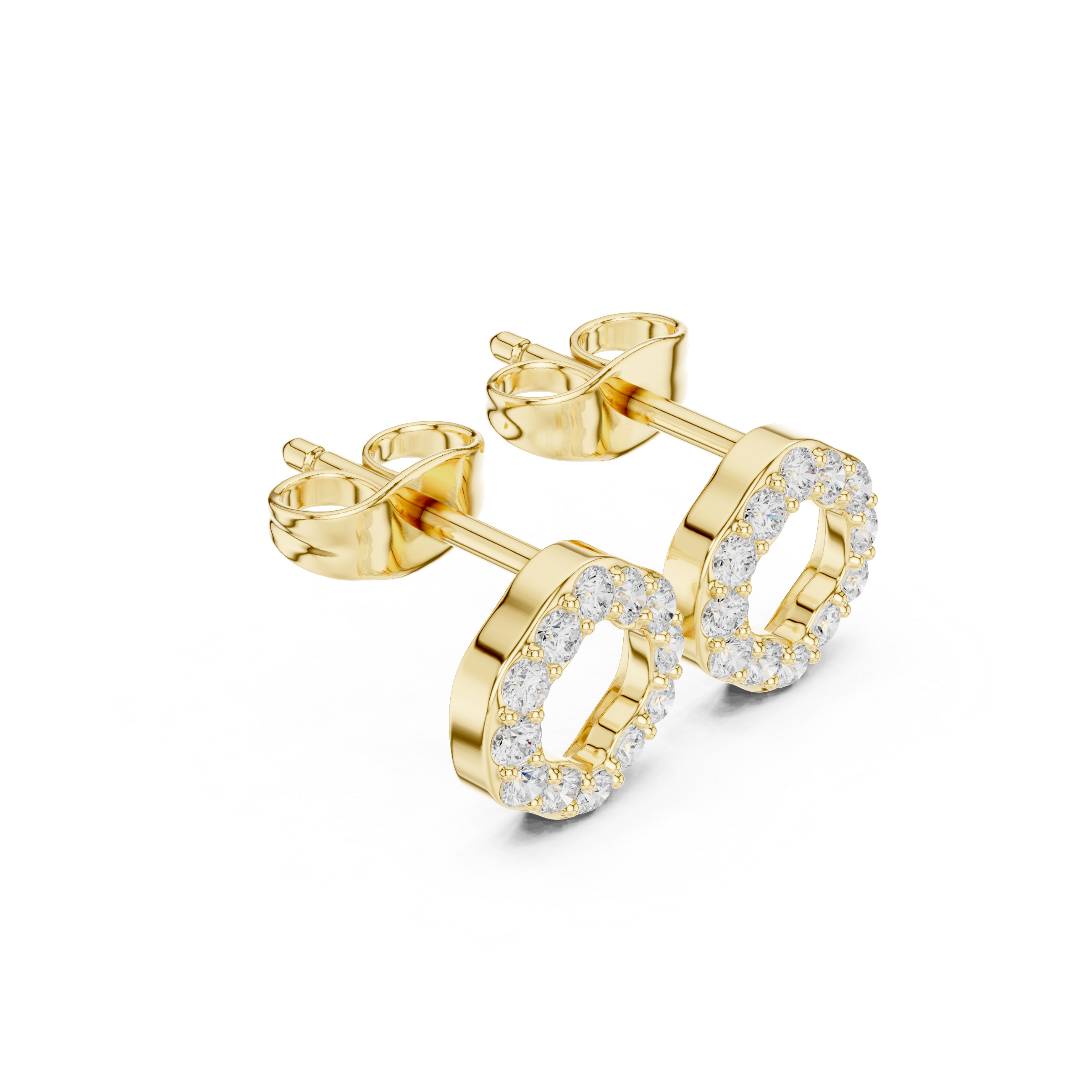 Open Circle Diamond Stud Earrings